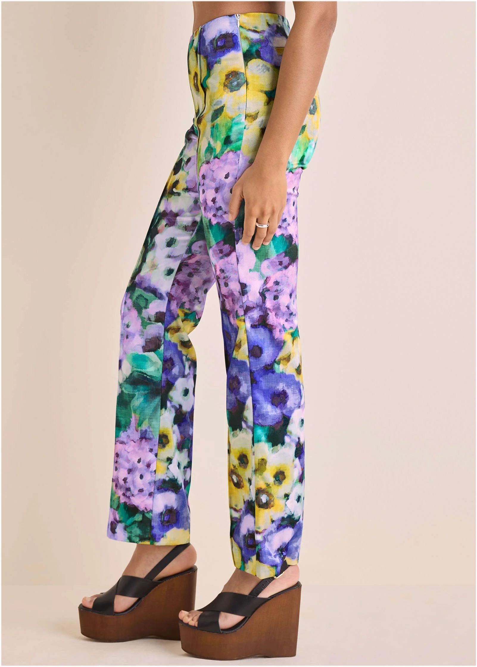 Satin Flare Pant - Monet's Garden - Image 4