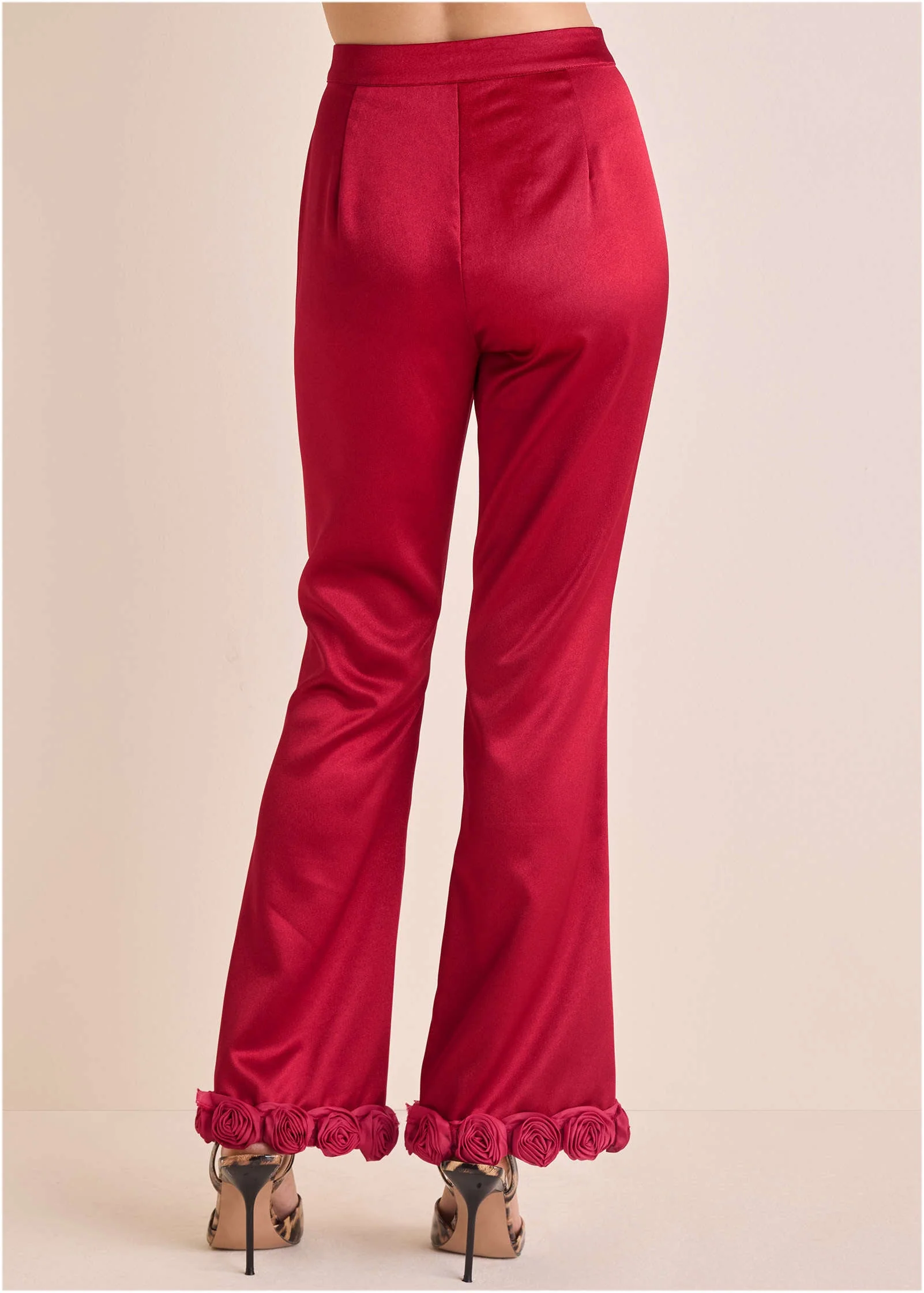 Rose Trim Trouser - Dark Red - Image 4