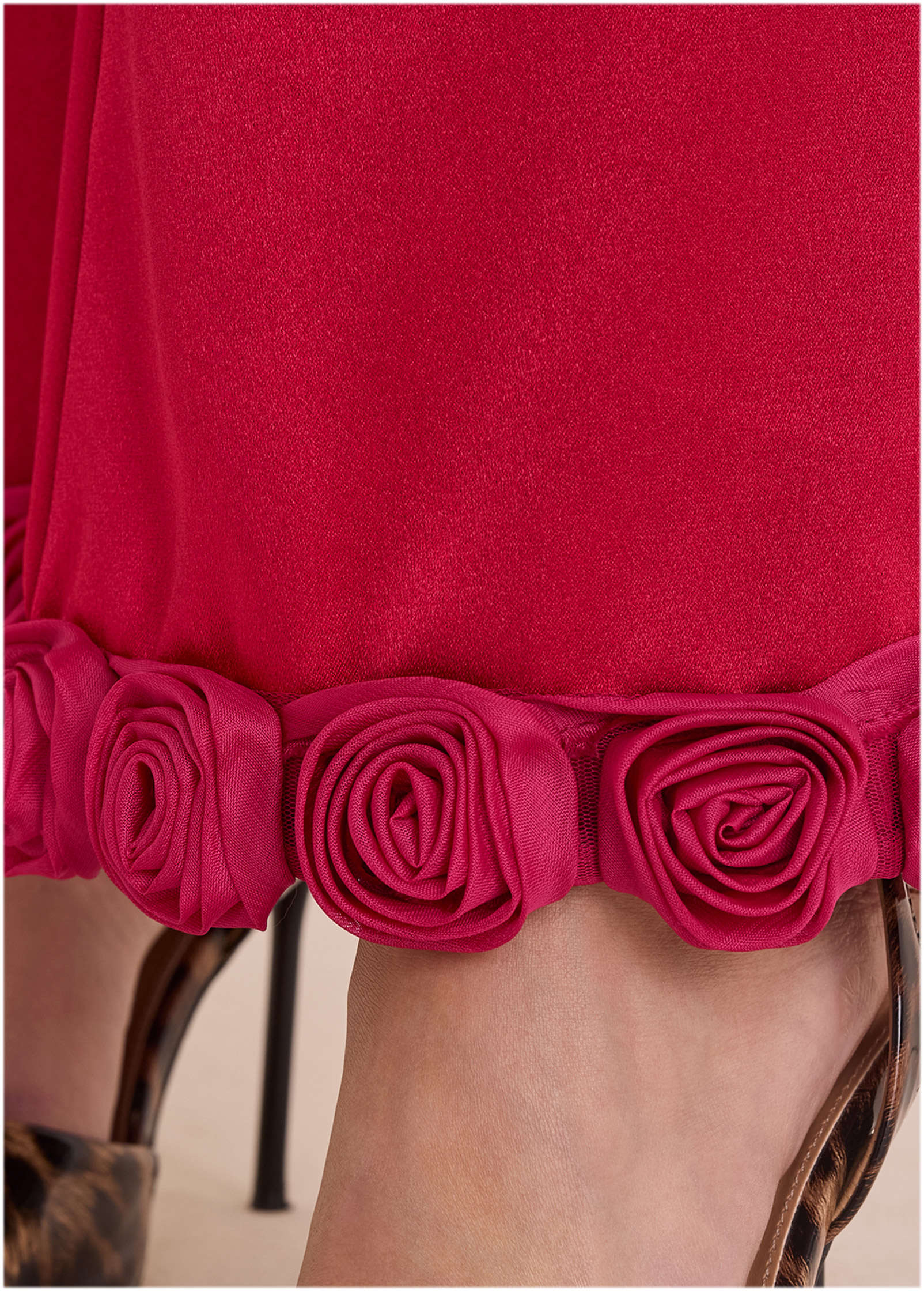 Rose Trim Trouser - Dark Red - Image 6