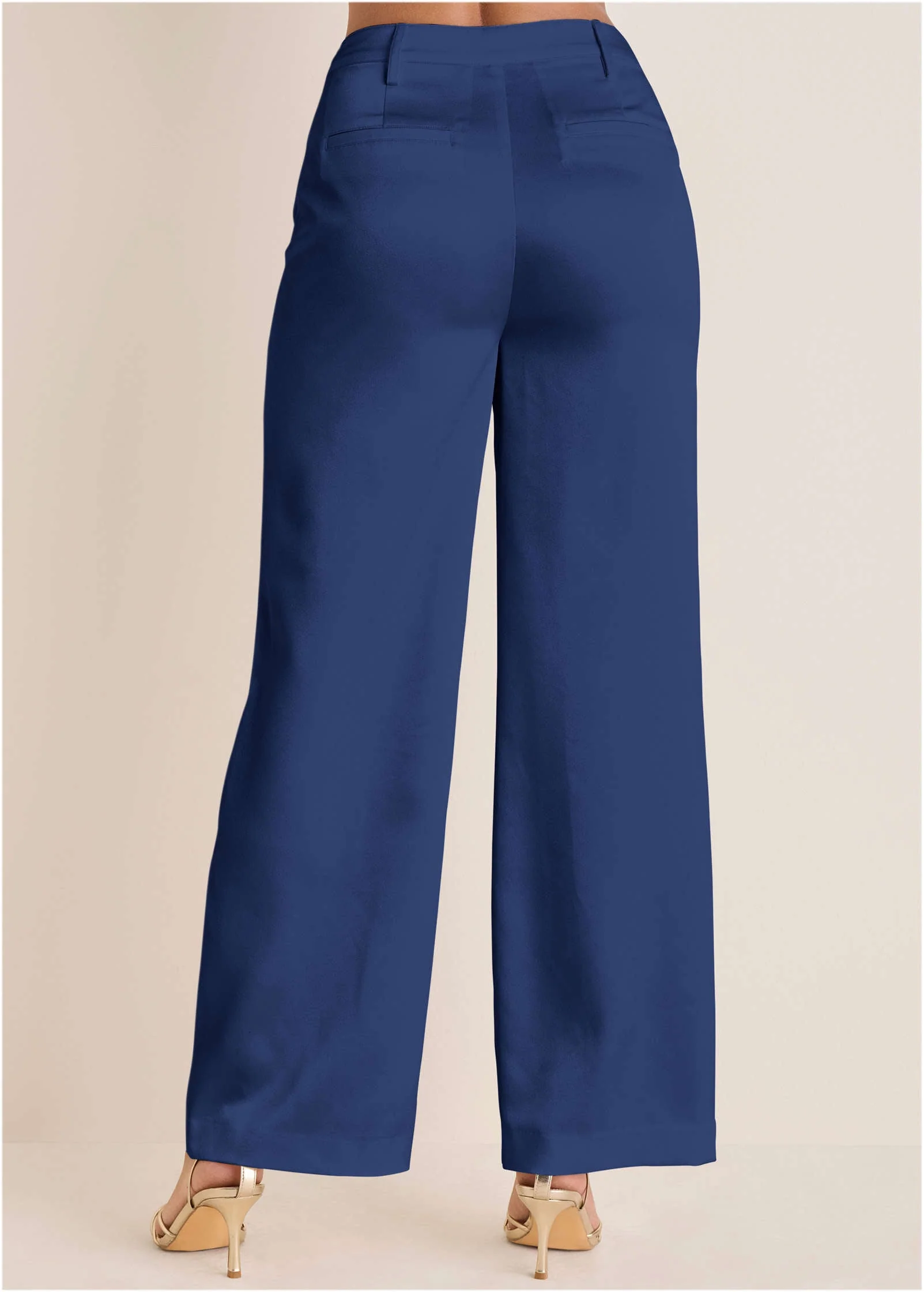 Shiny Satin Pant - Dark Blue - Image 3