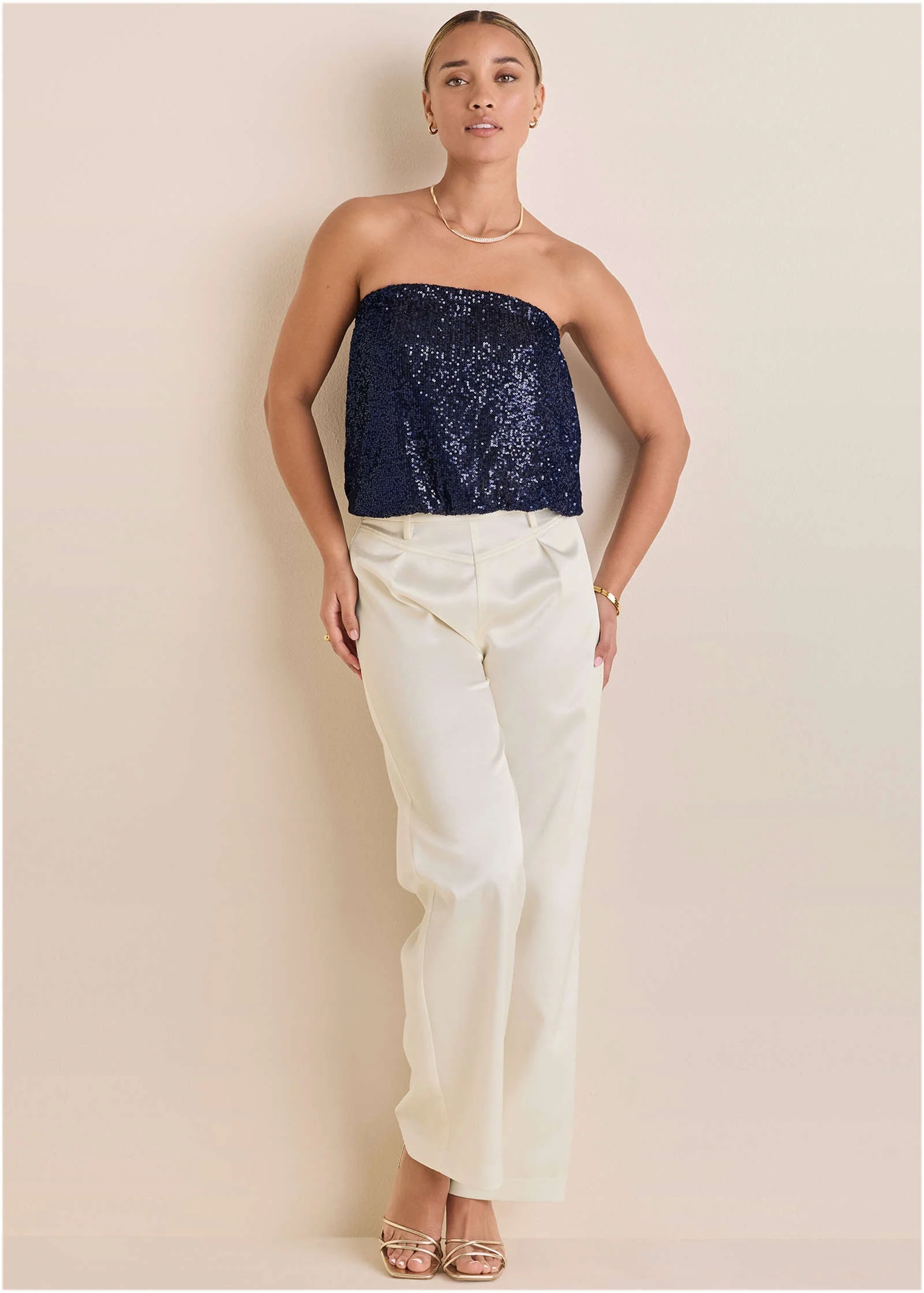 Shiny Satin Pant - Off White