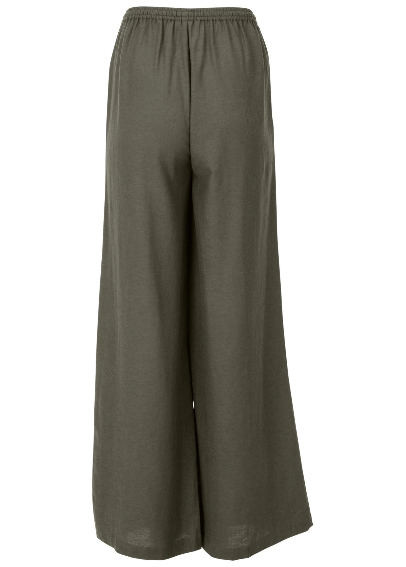 Linen Wide Leg Pant - Olive - Image 6