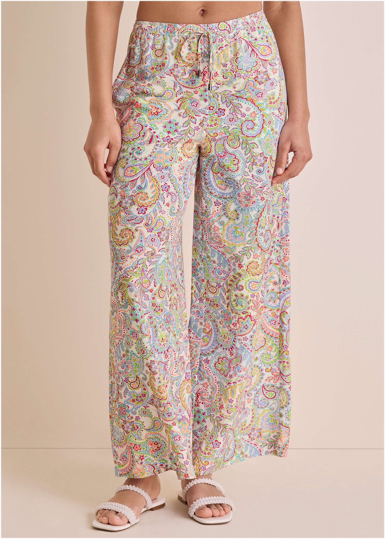 Linen Wide Leg Pant - Rainbow Paisley - Image 2