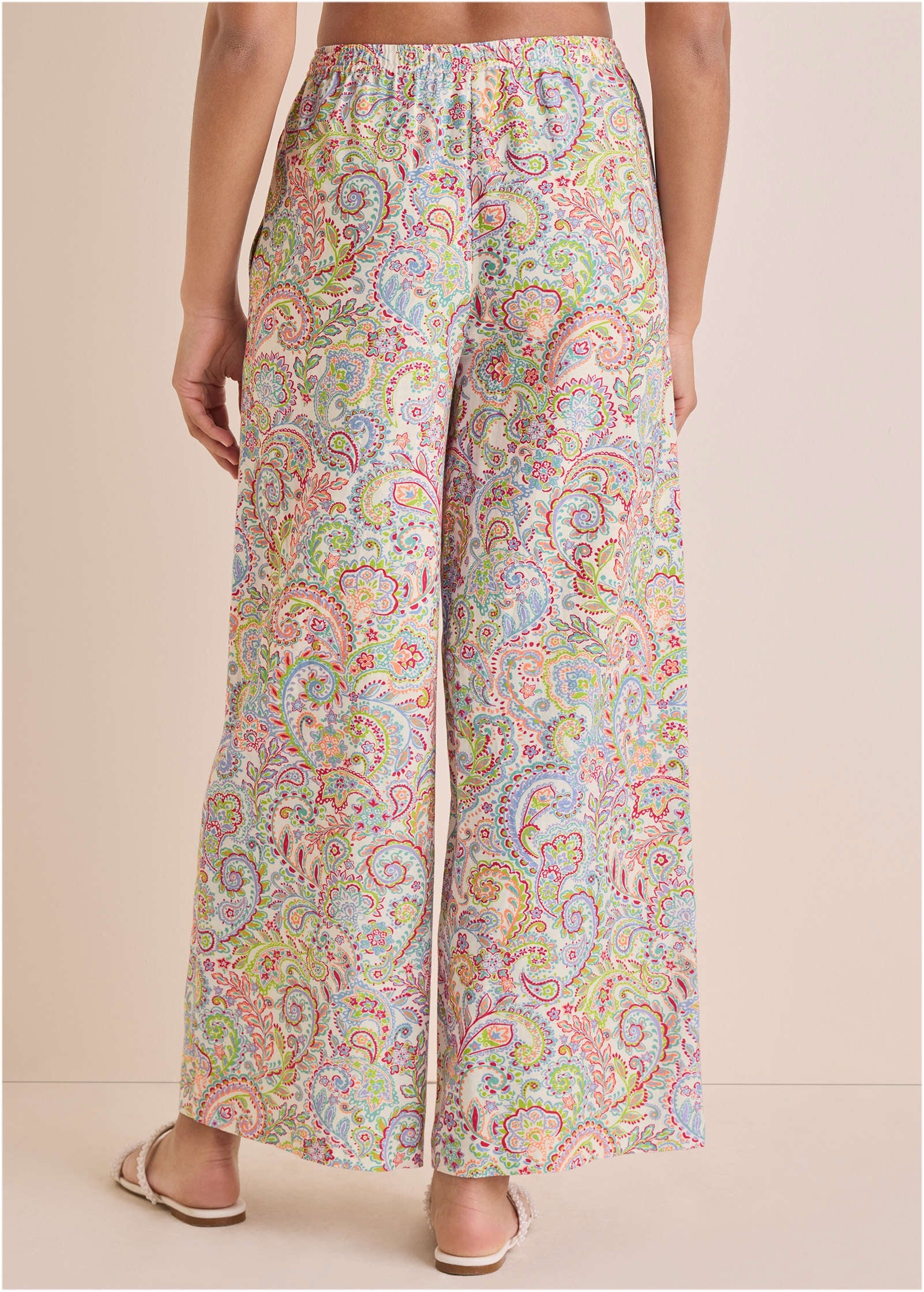 Linen Wide Leg Pant - Rainbow Paisley - Image 3