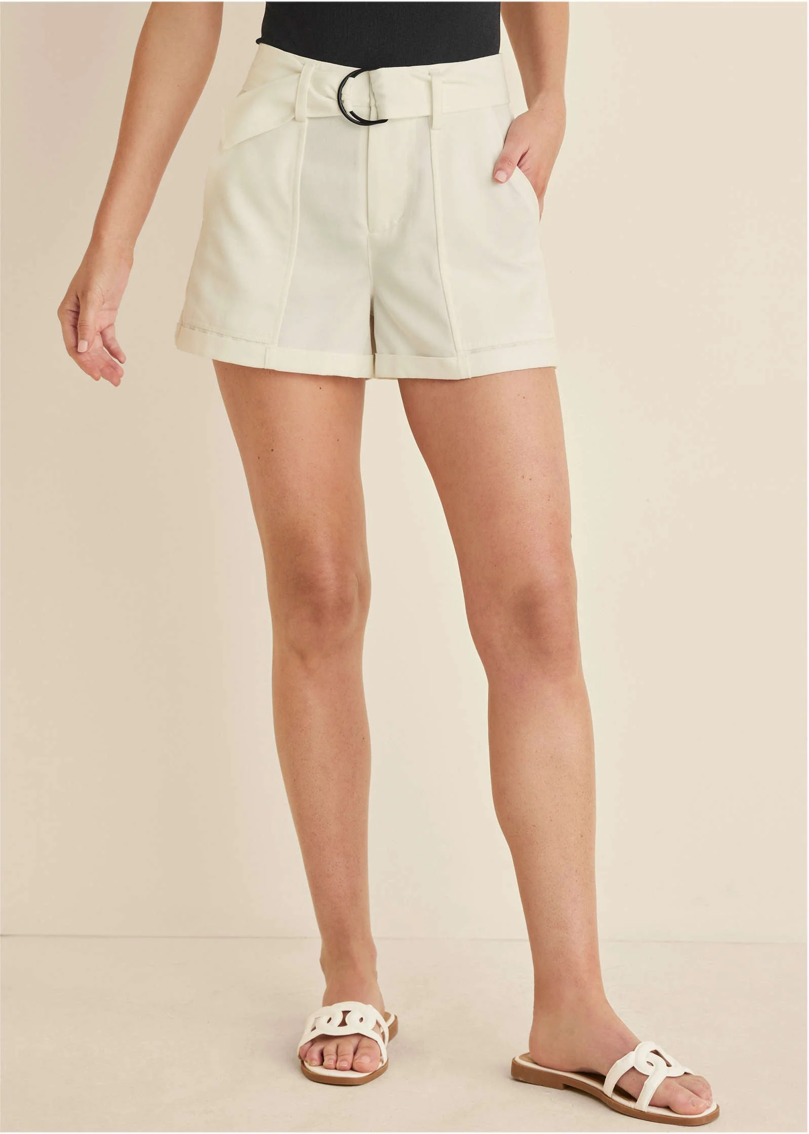 Relaxed Twill Shorts - Cream - Image 2