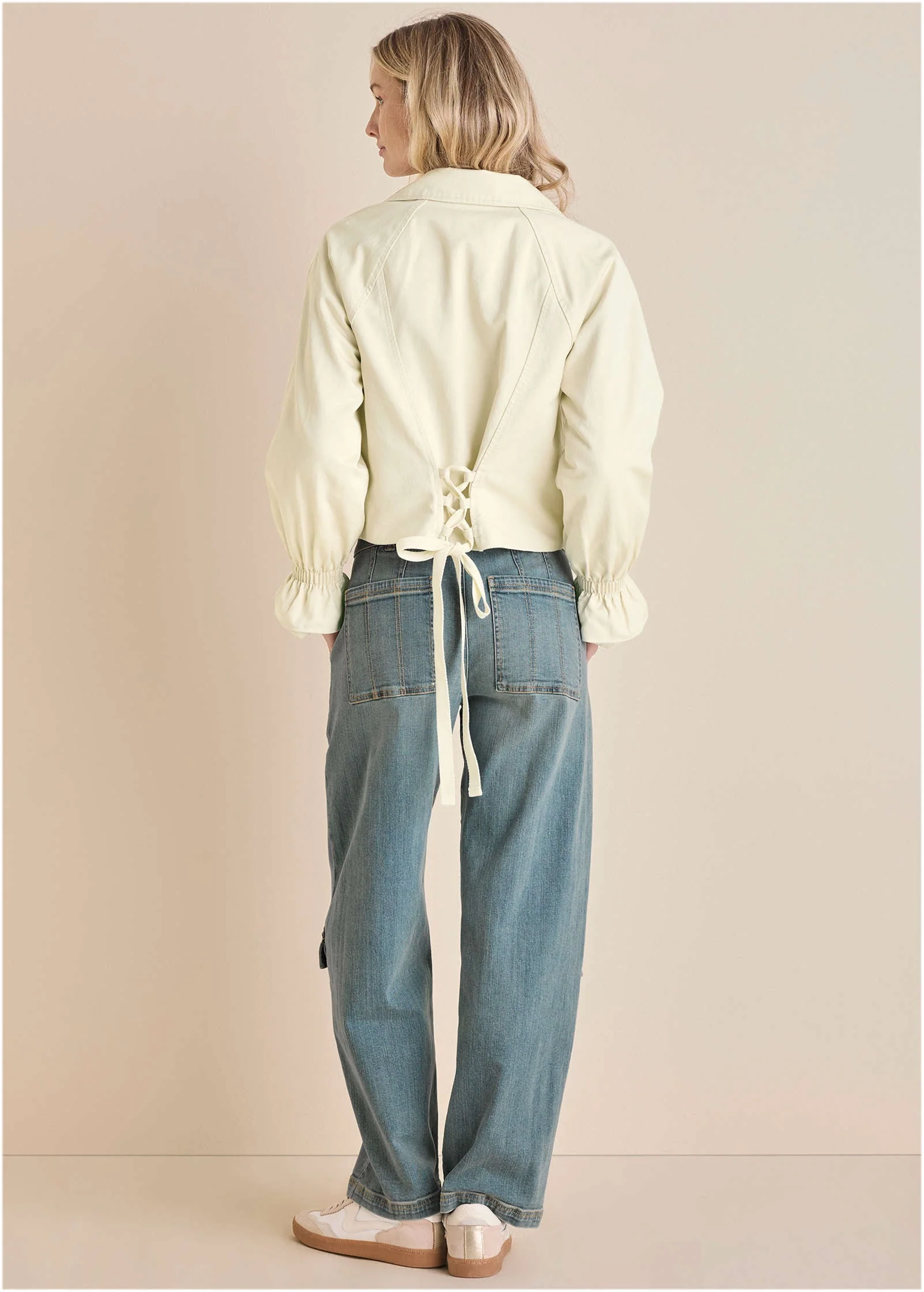 Crop Trench Coat - Cream - Image 3