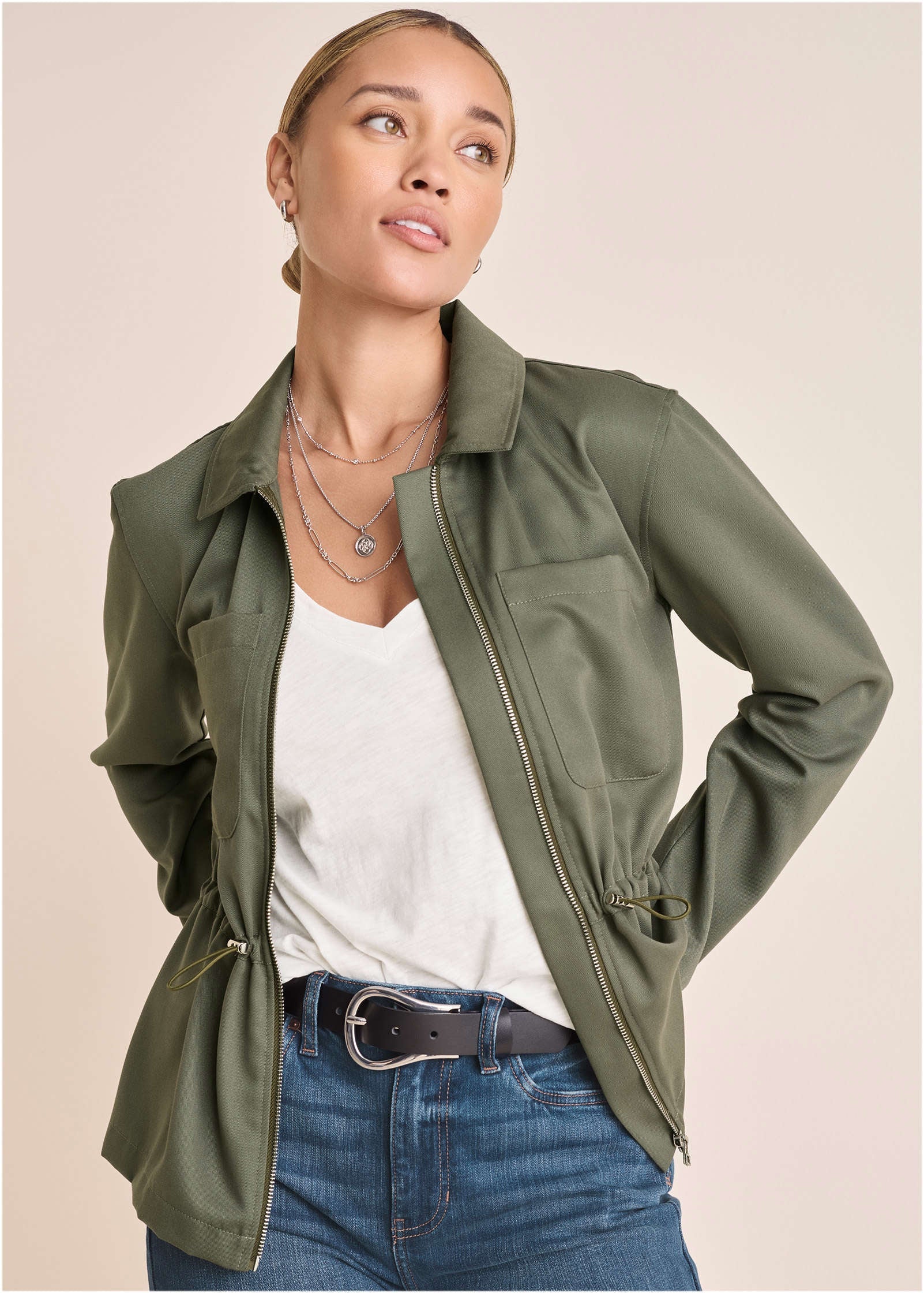 Twill Utility Jacket - Olive - Image 2
