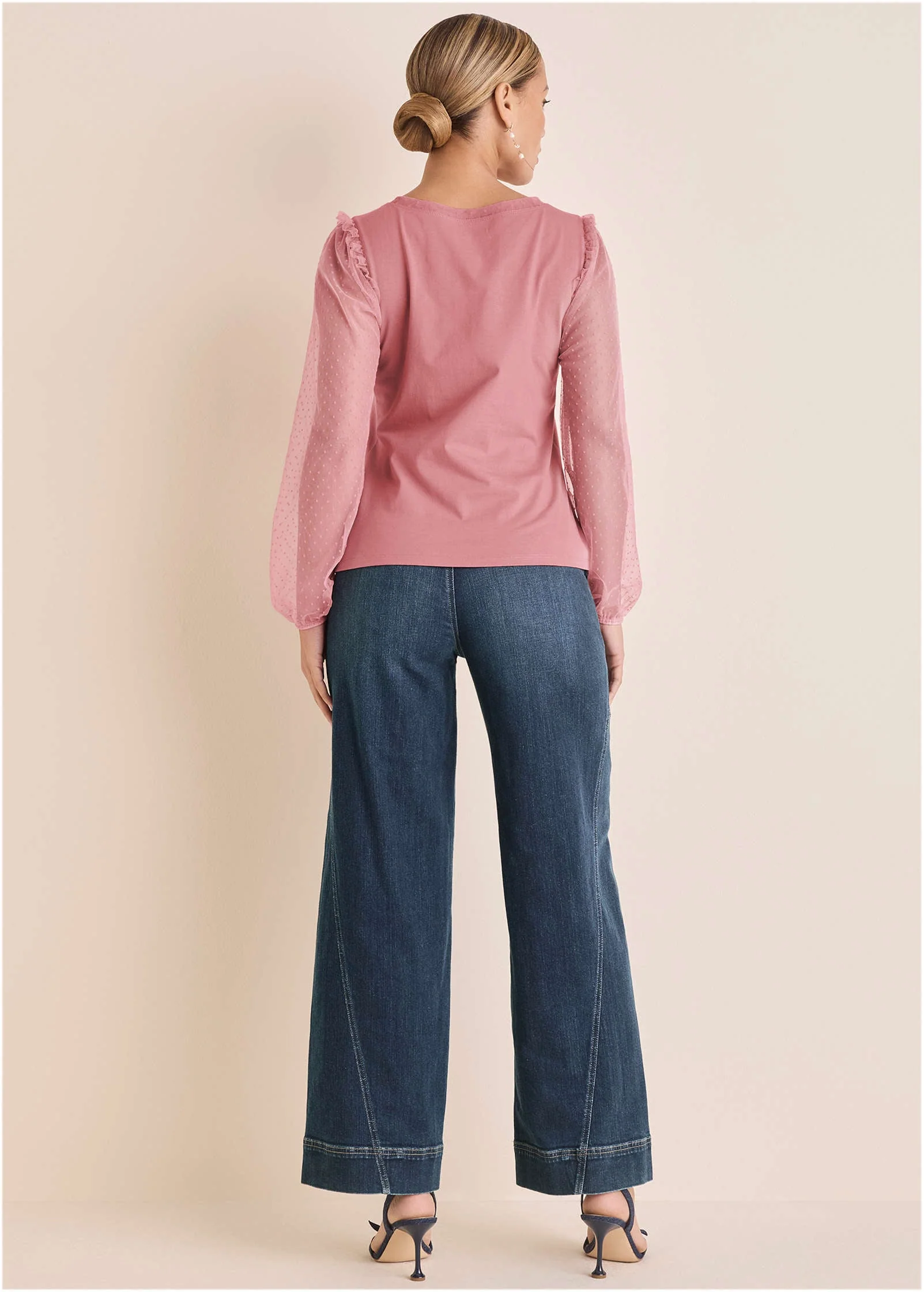 Dot Mesh Sleeve Top - Polignac - Image 3