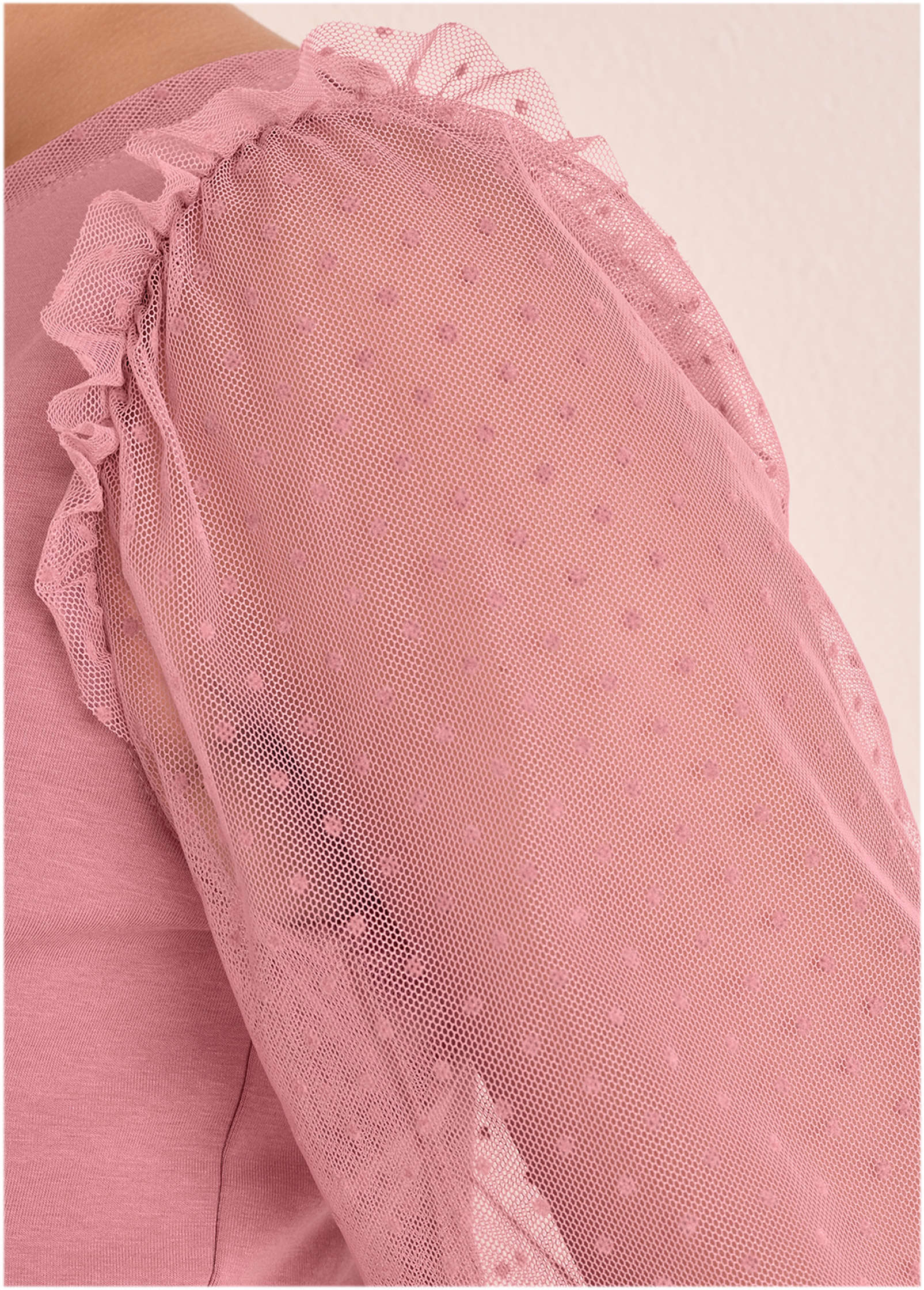 Dot Mesh Sleeve Top - Polignac - Image 4