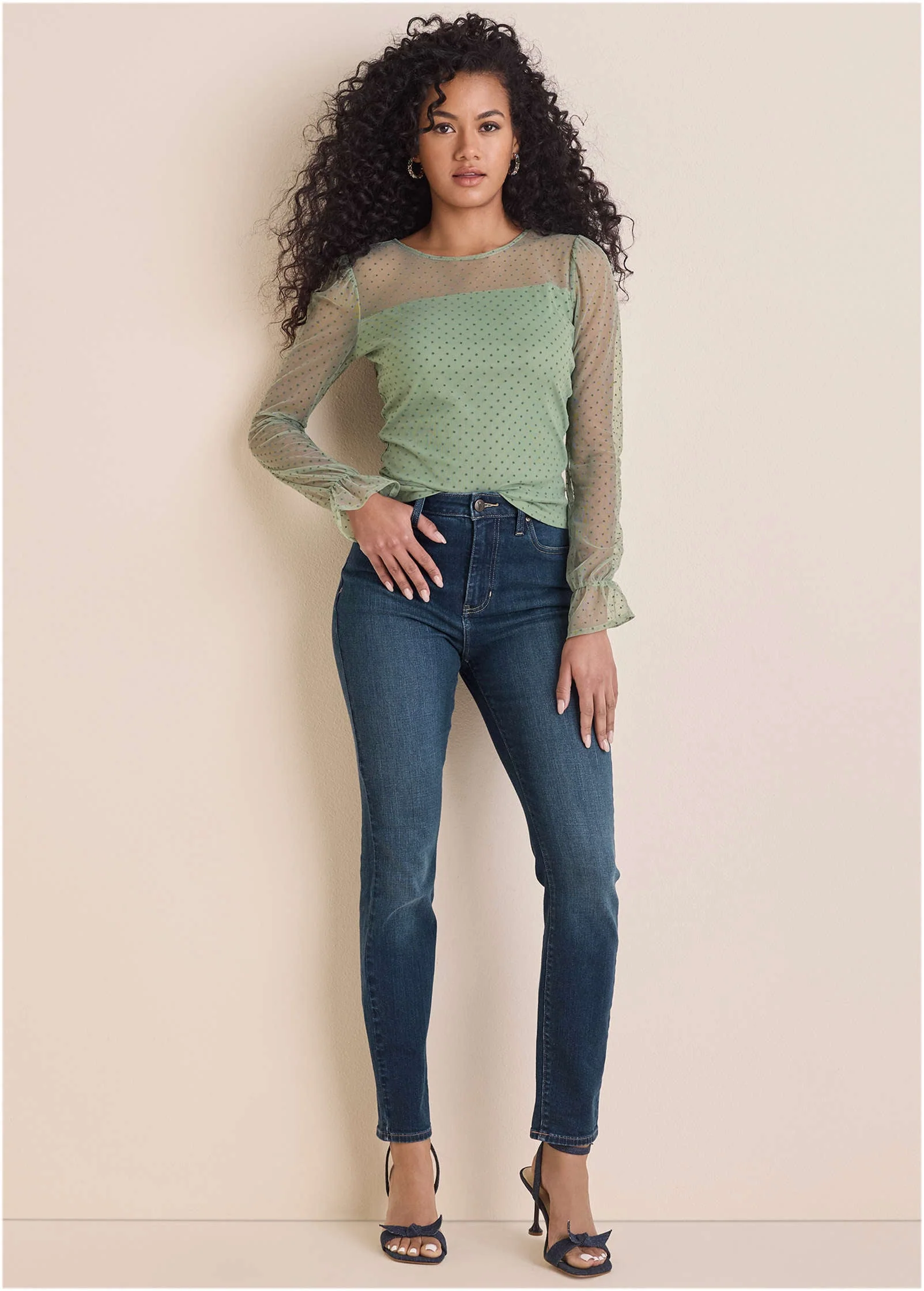 Dot Mesh Top - Iceberg Green - Image 3