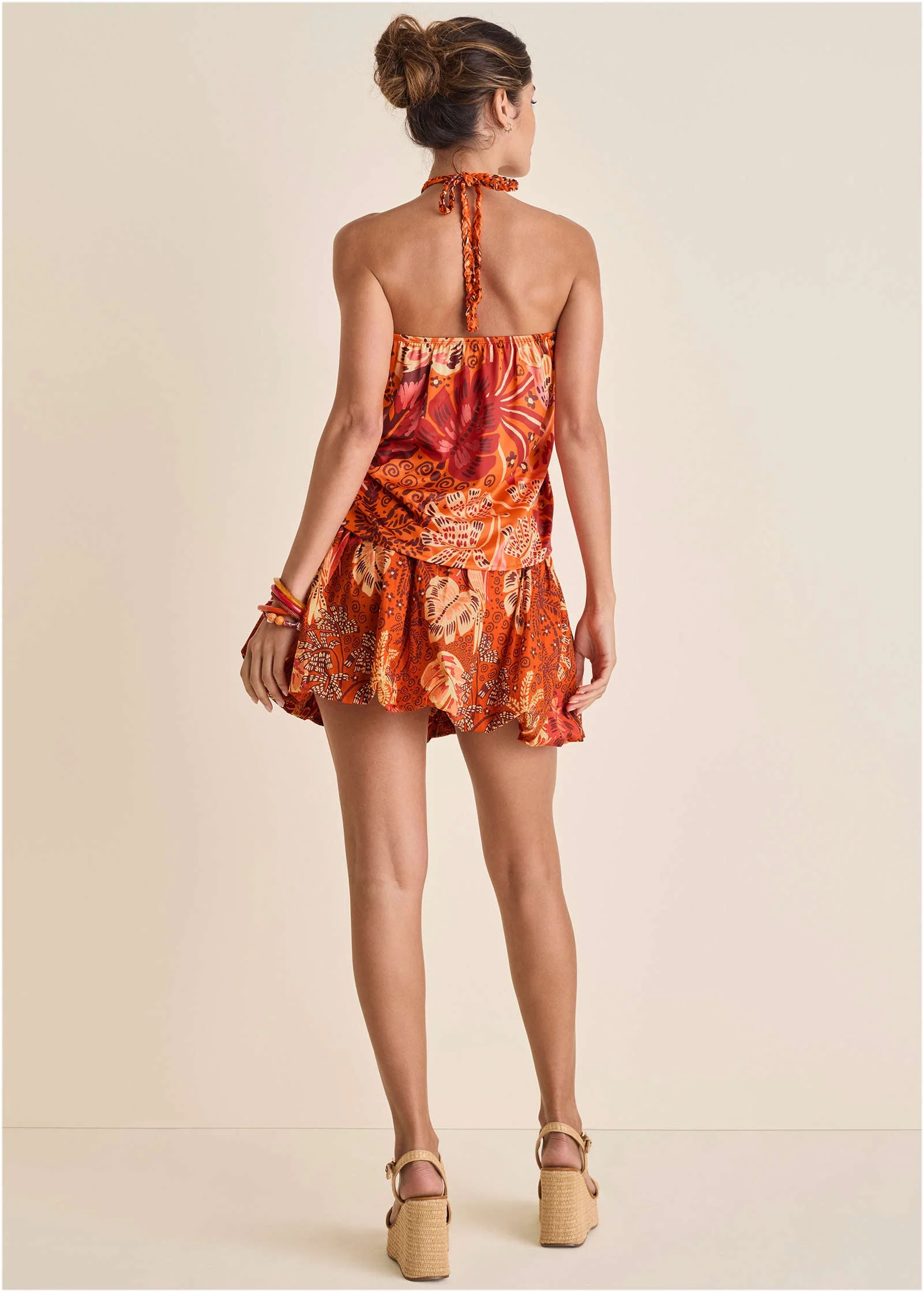 Printed Keyhole Halter - Parrot Palm - Image 3