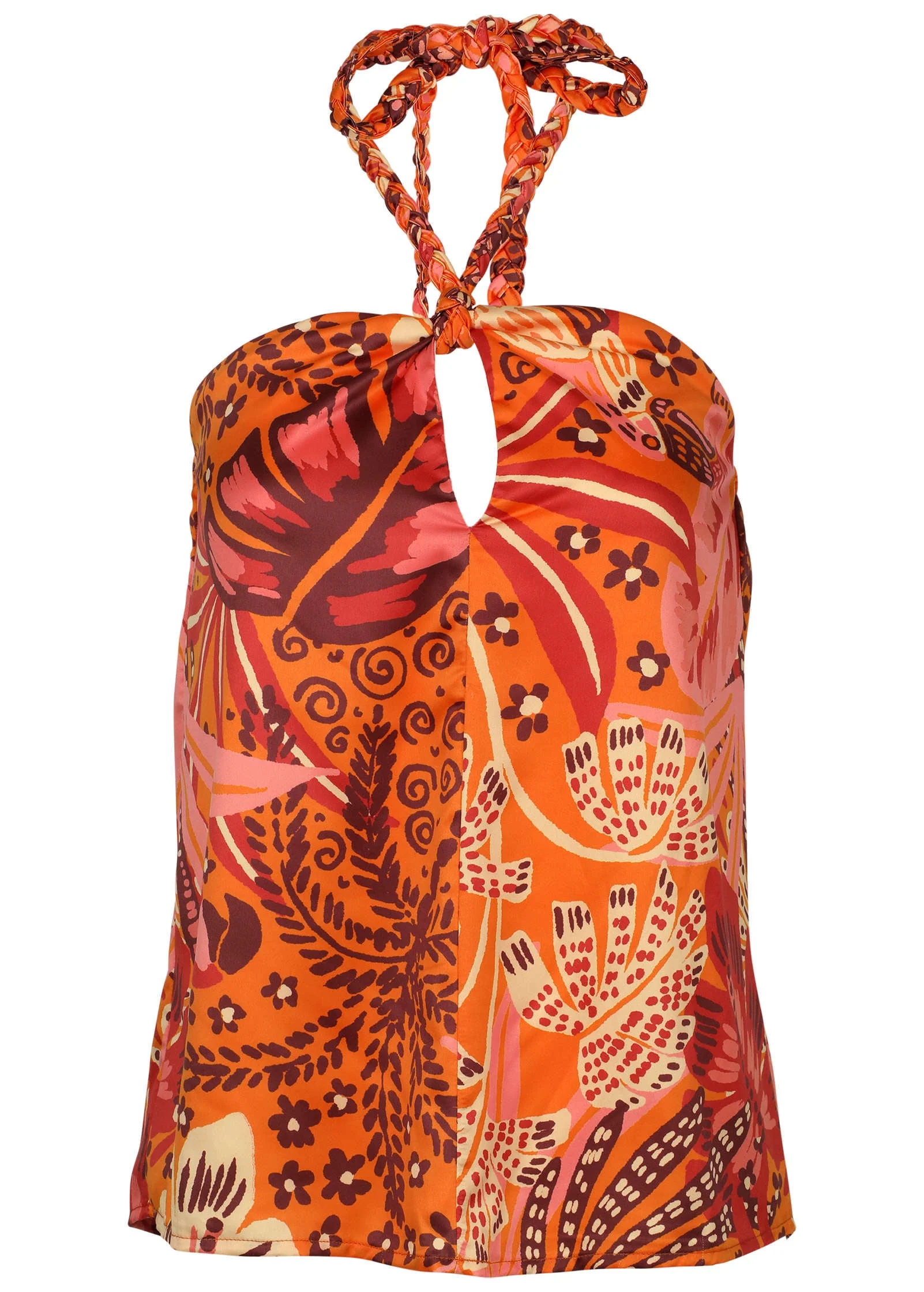 Printed Keyhole Halter - Parrot Palm - Image 4