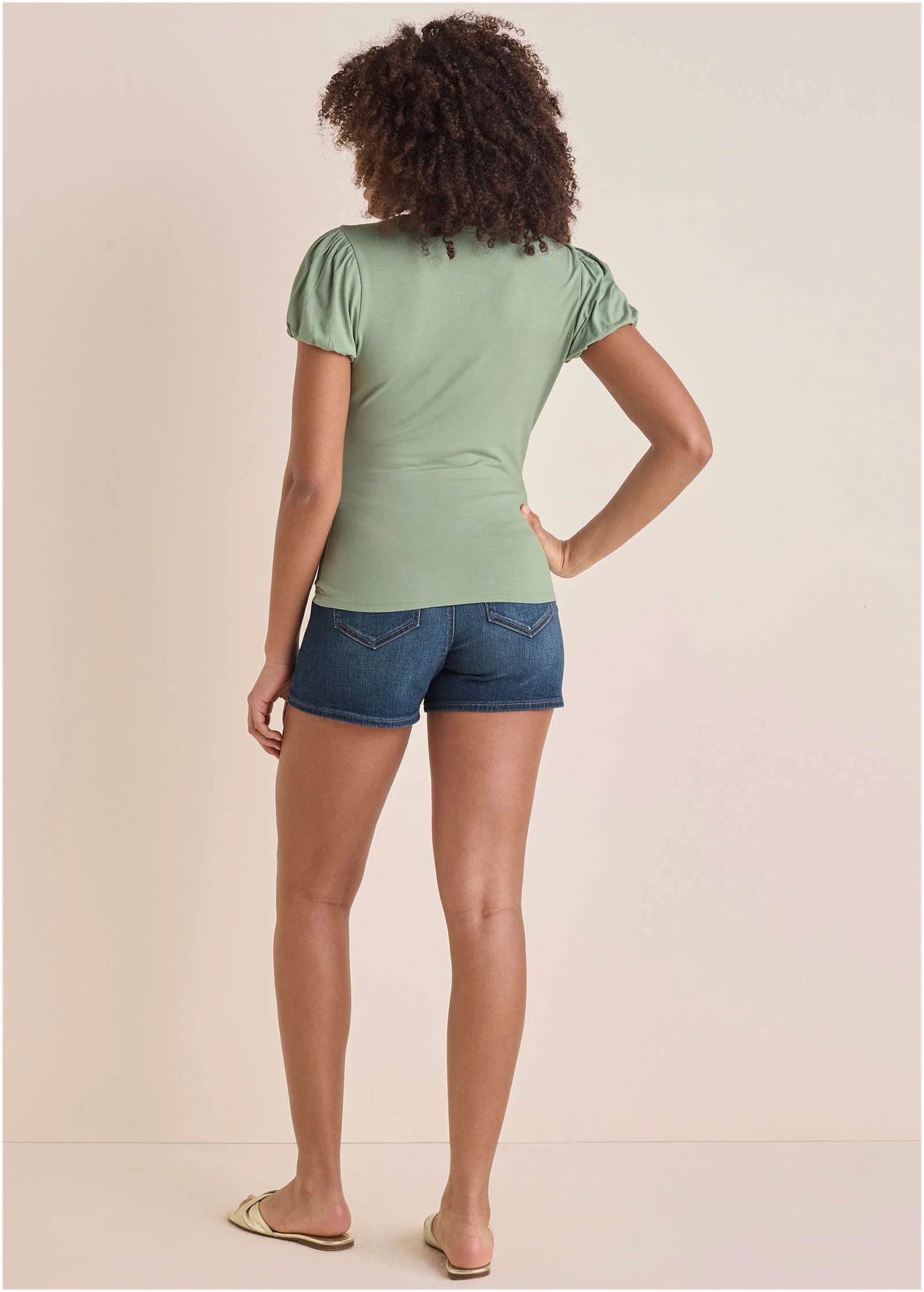 Ruched Keyhole Top - Iceberg Green - Image 3