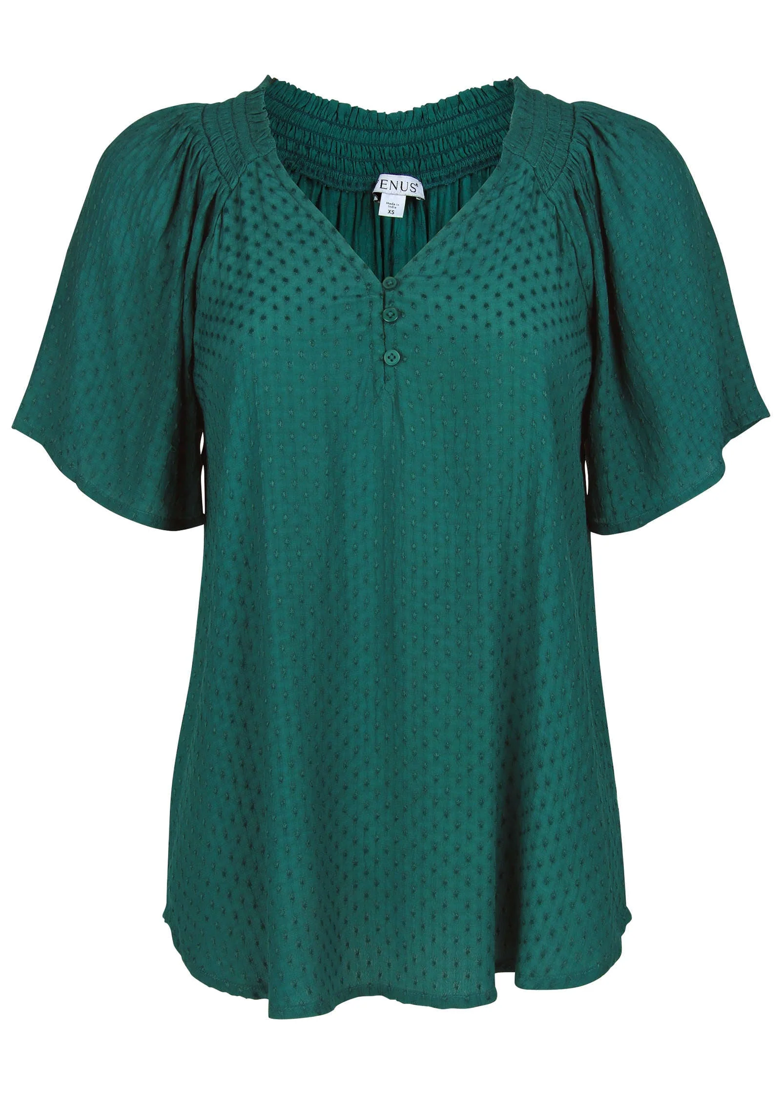 Dotted Viscose Top - Teal Green - Image 5
