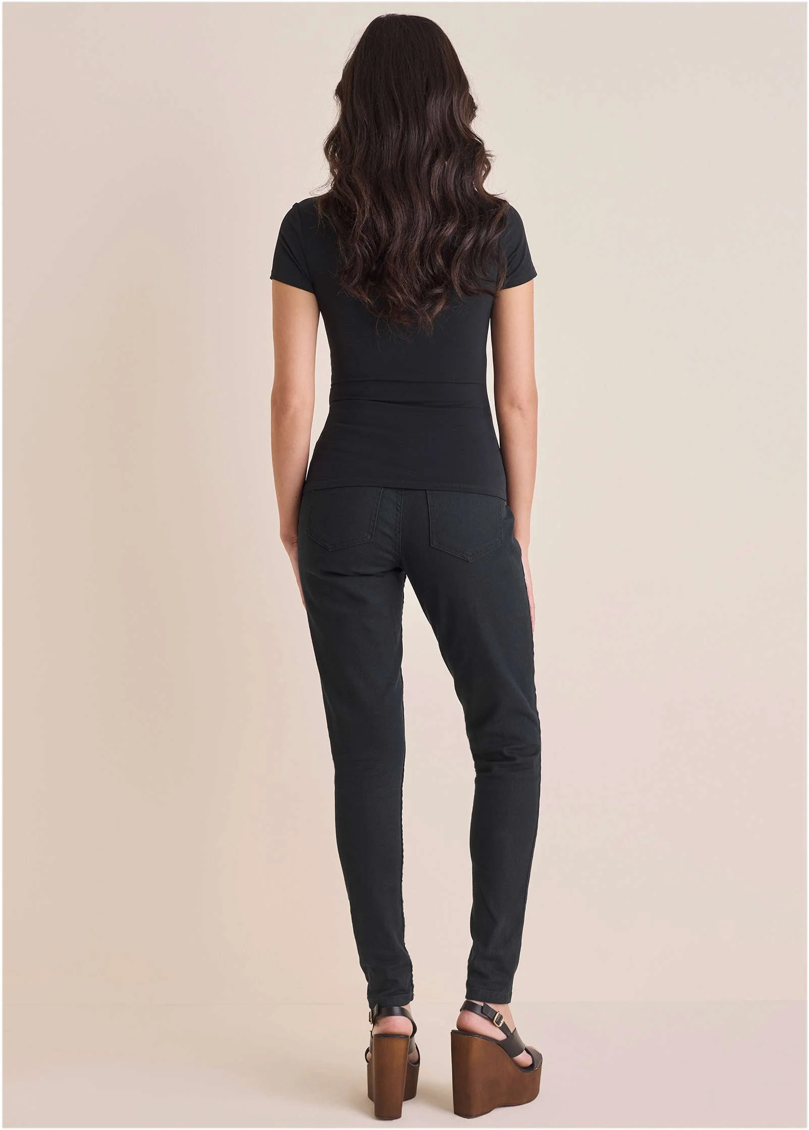 Ruched Tie-Front Top - Jet Black - Image 2