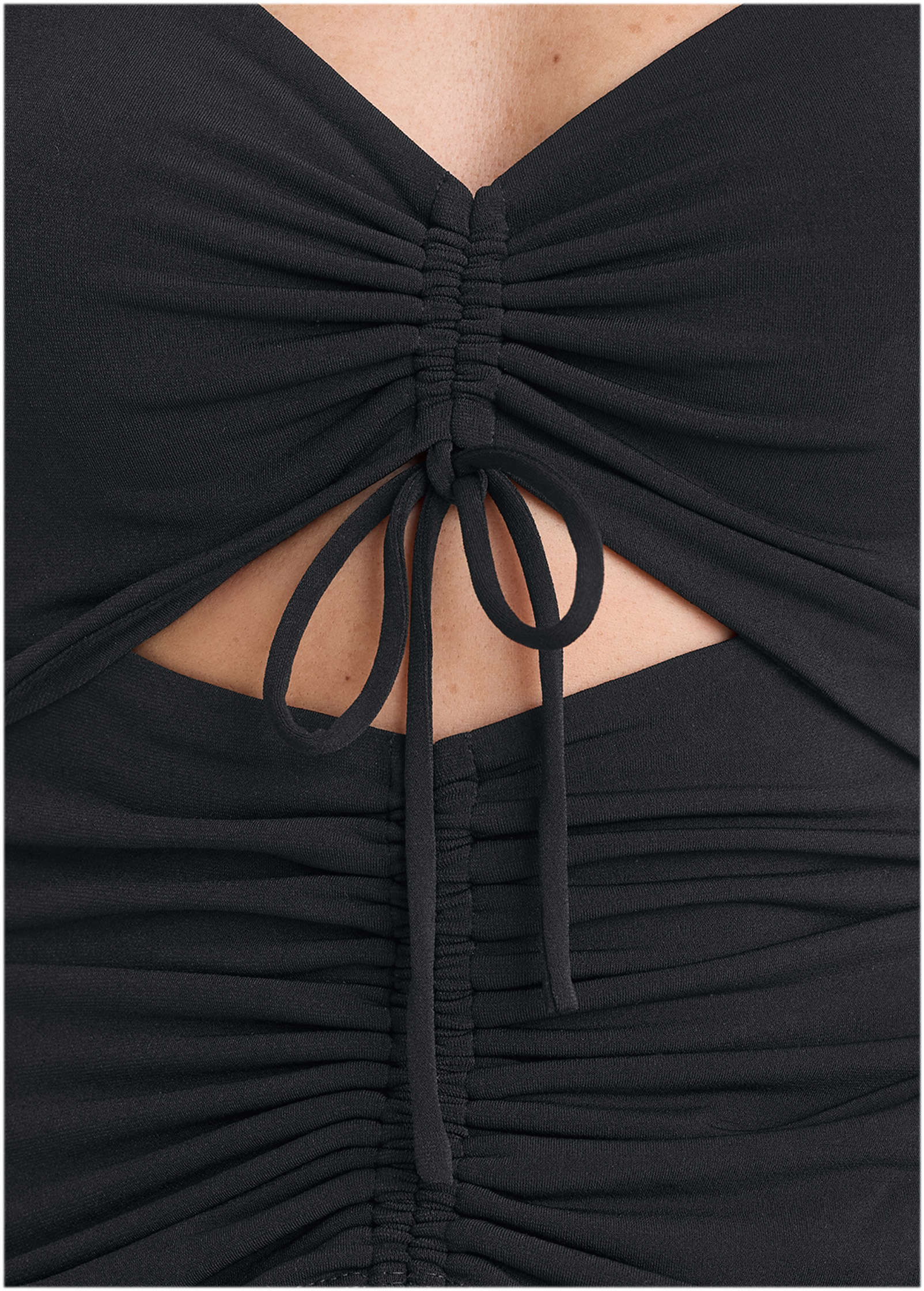 Ruched Tie-Front Top - Jet Black - Image 3