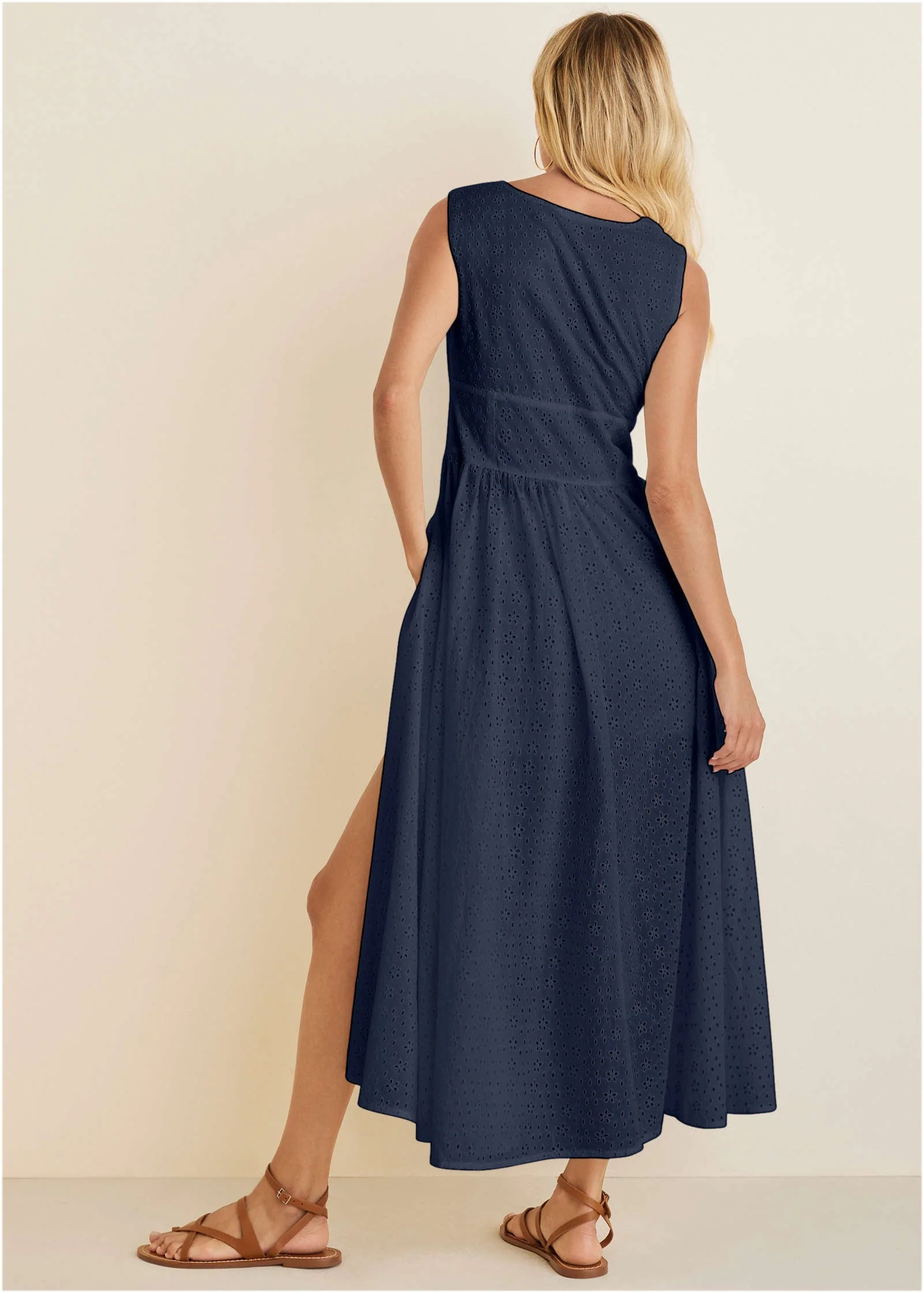 Eyelet Maxi Top - Navy - Image 3