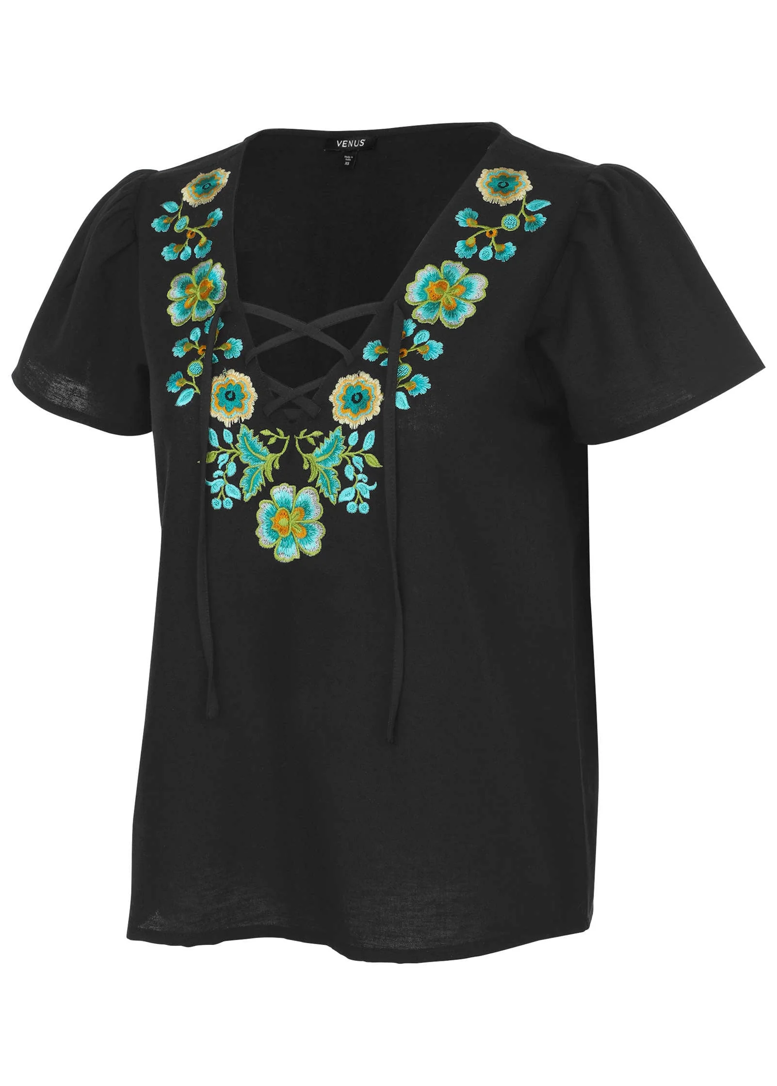 Embroidered Blouse - Jet Black - Image 4
