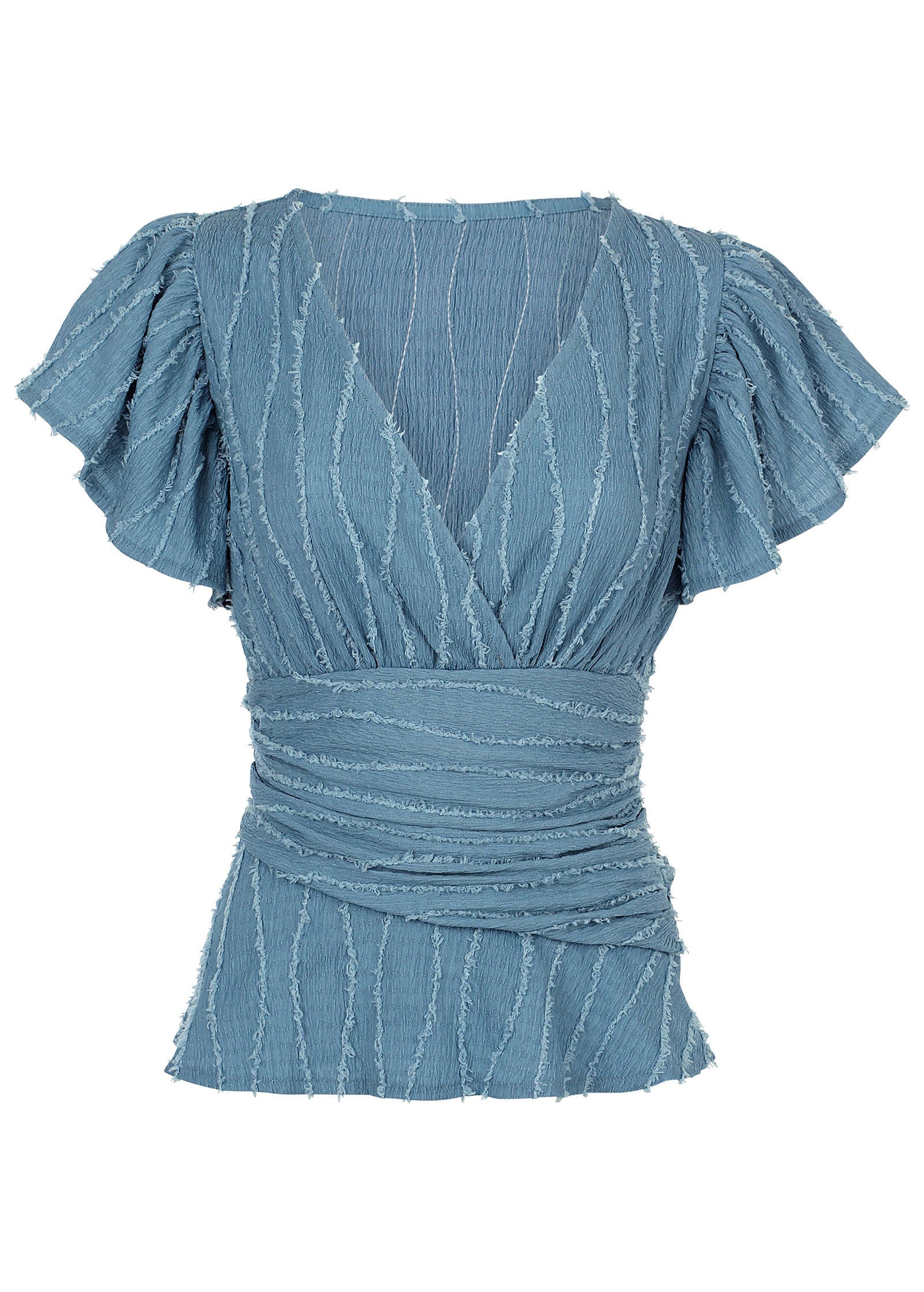 Vineyard Knit Gathered Top - Seaside Blue - Image 2