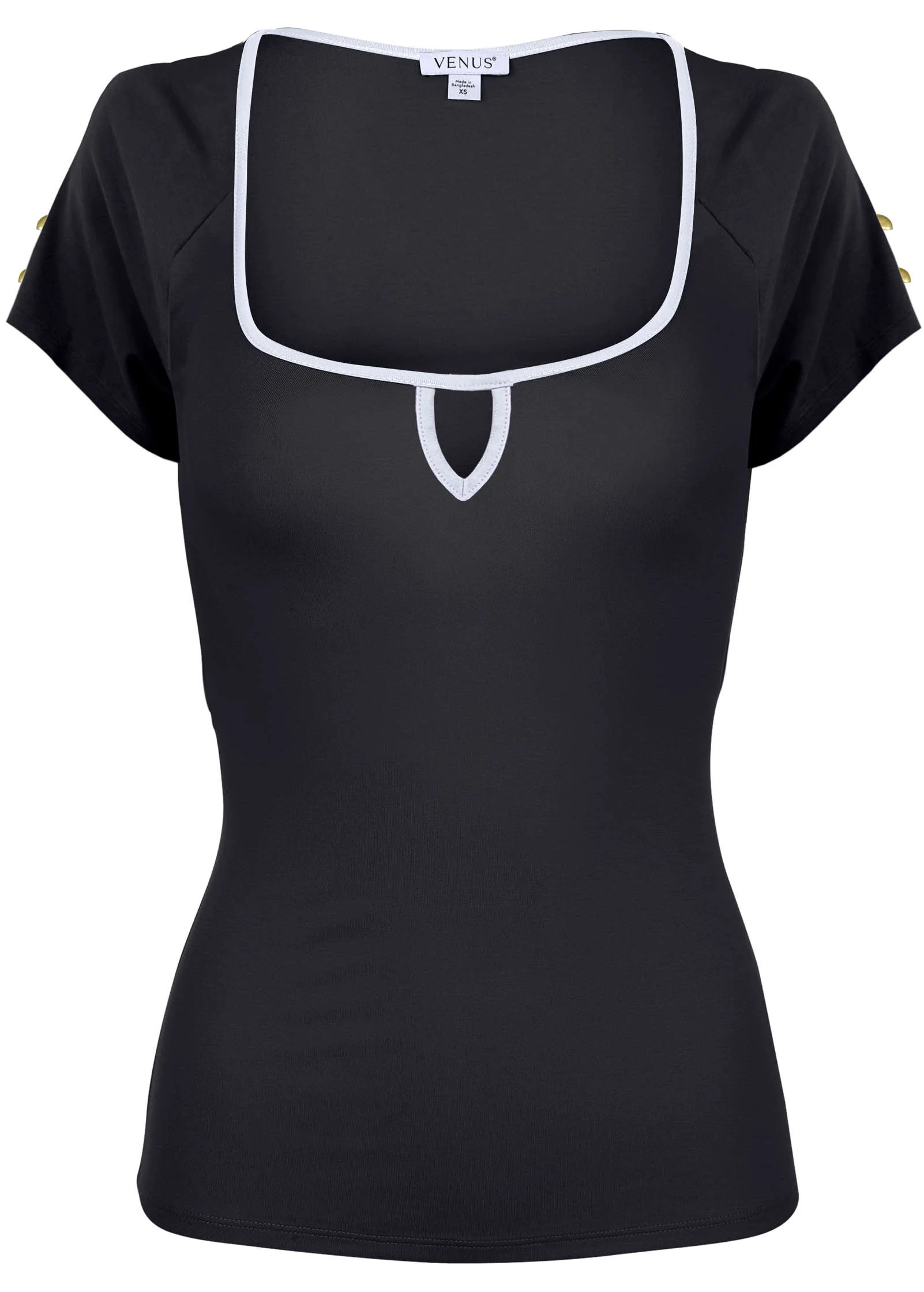 Button Detail Short Sleeve - Jet Black