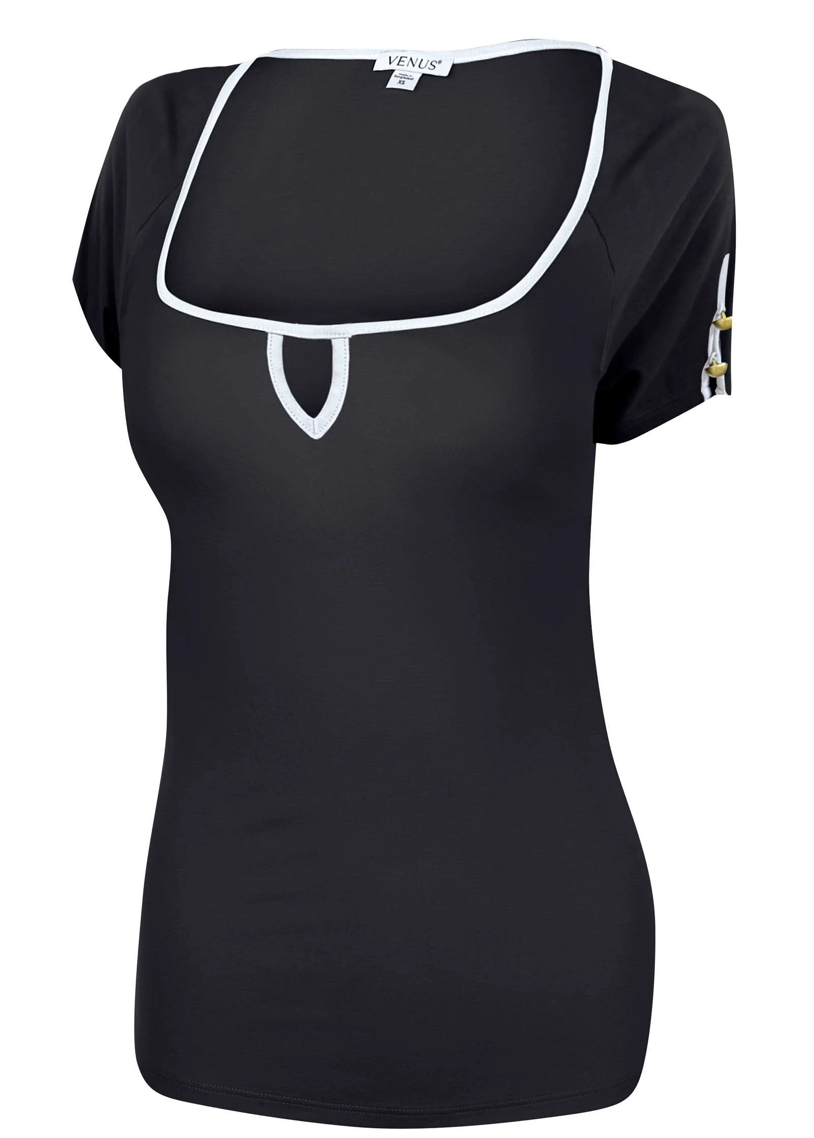 Button Detail Short Sleeve - Jet Black - Image 3