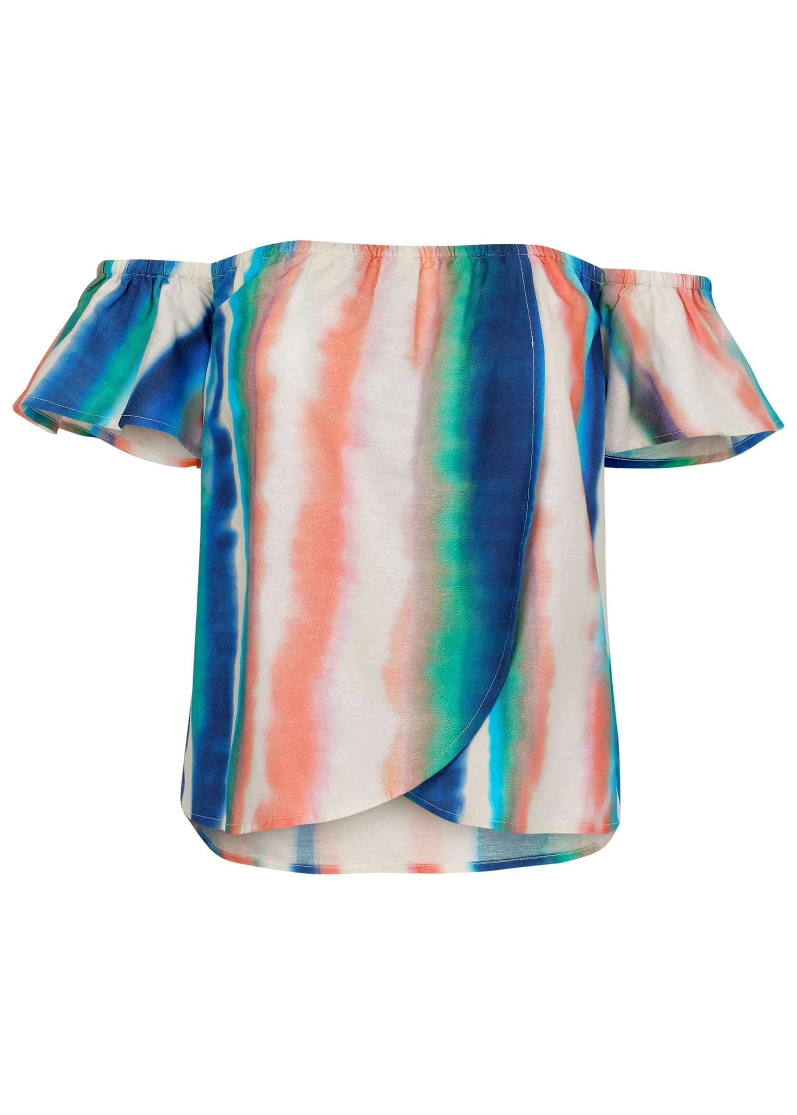 Linen Off The Shoulder Top - Bahama Horizon - Image 2