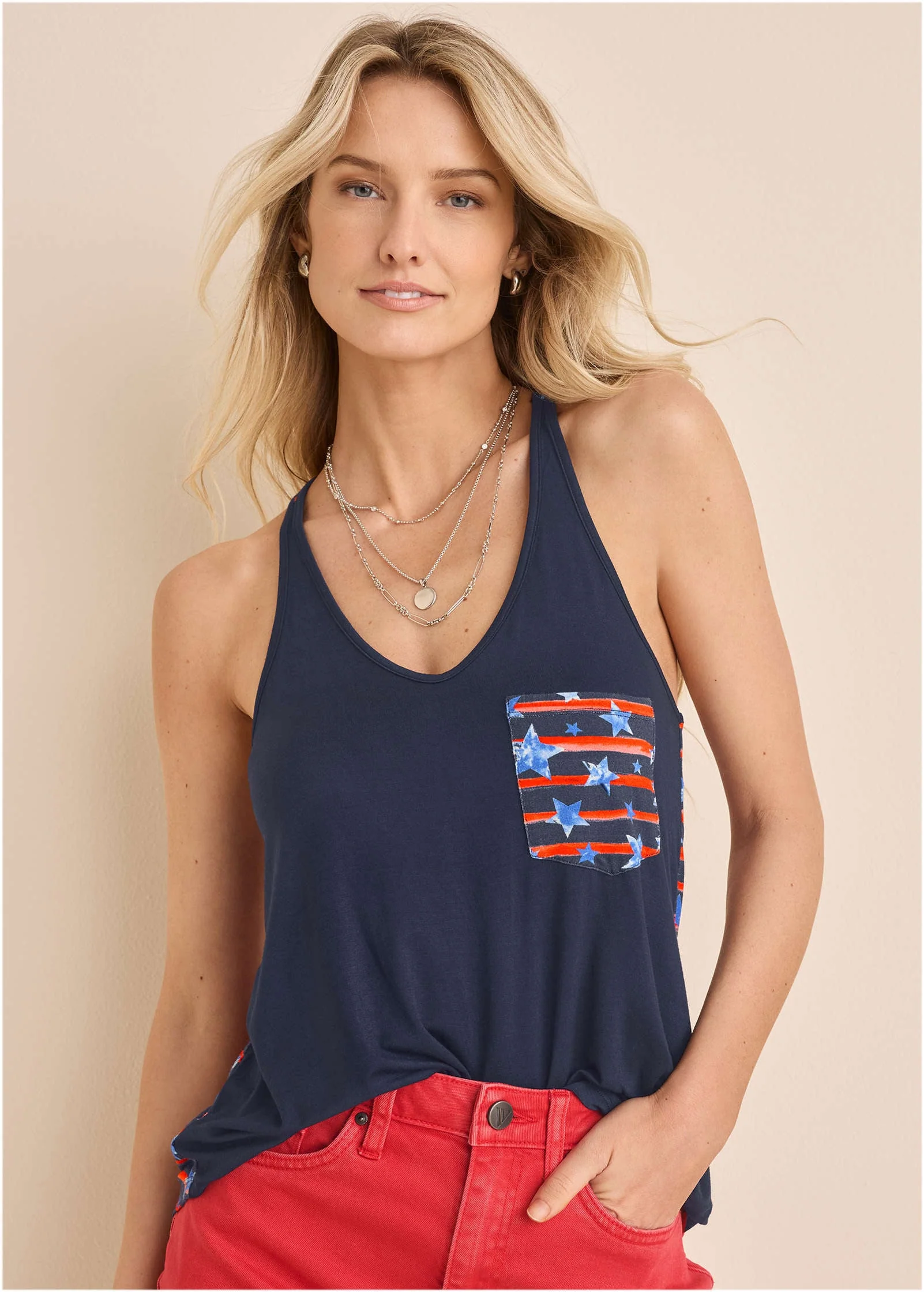 Printed Racerback Tank - Dark Gettysburg Gouache