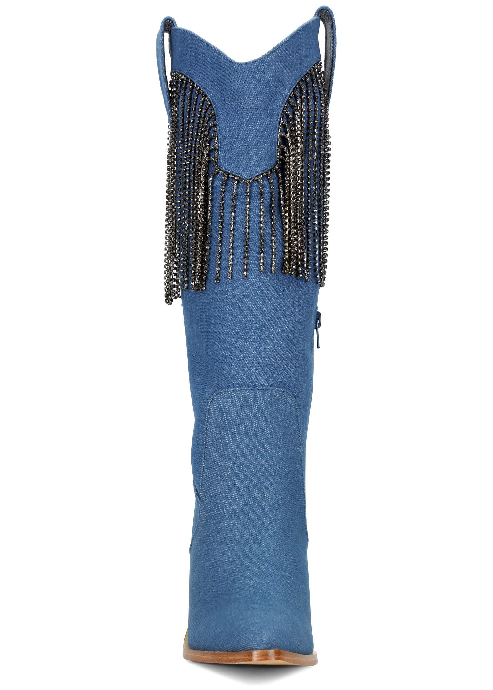 Fringe Cowgirl Boots - Denim Blue - Image 4