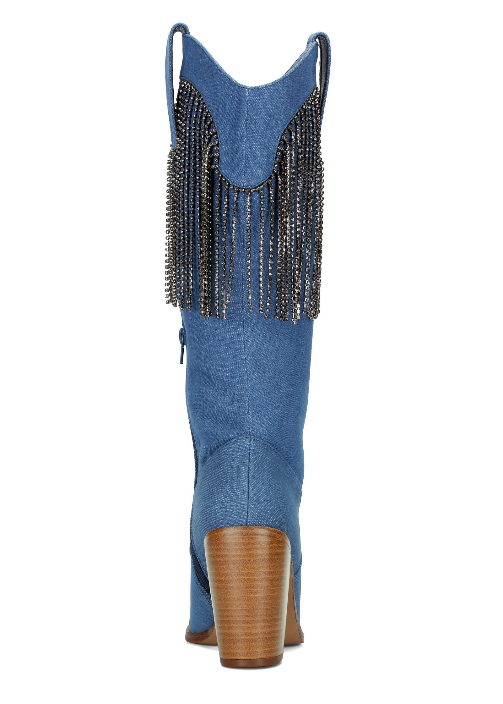 Fringe Cowgirl Boots - Denim Blue - Image 5
