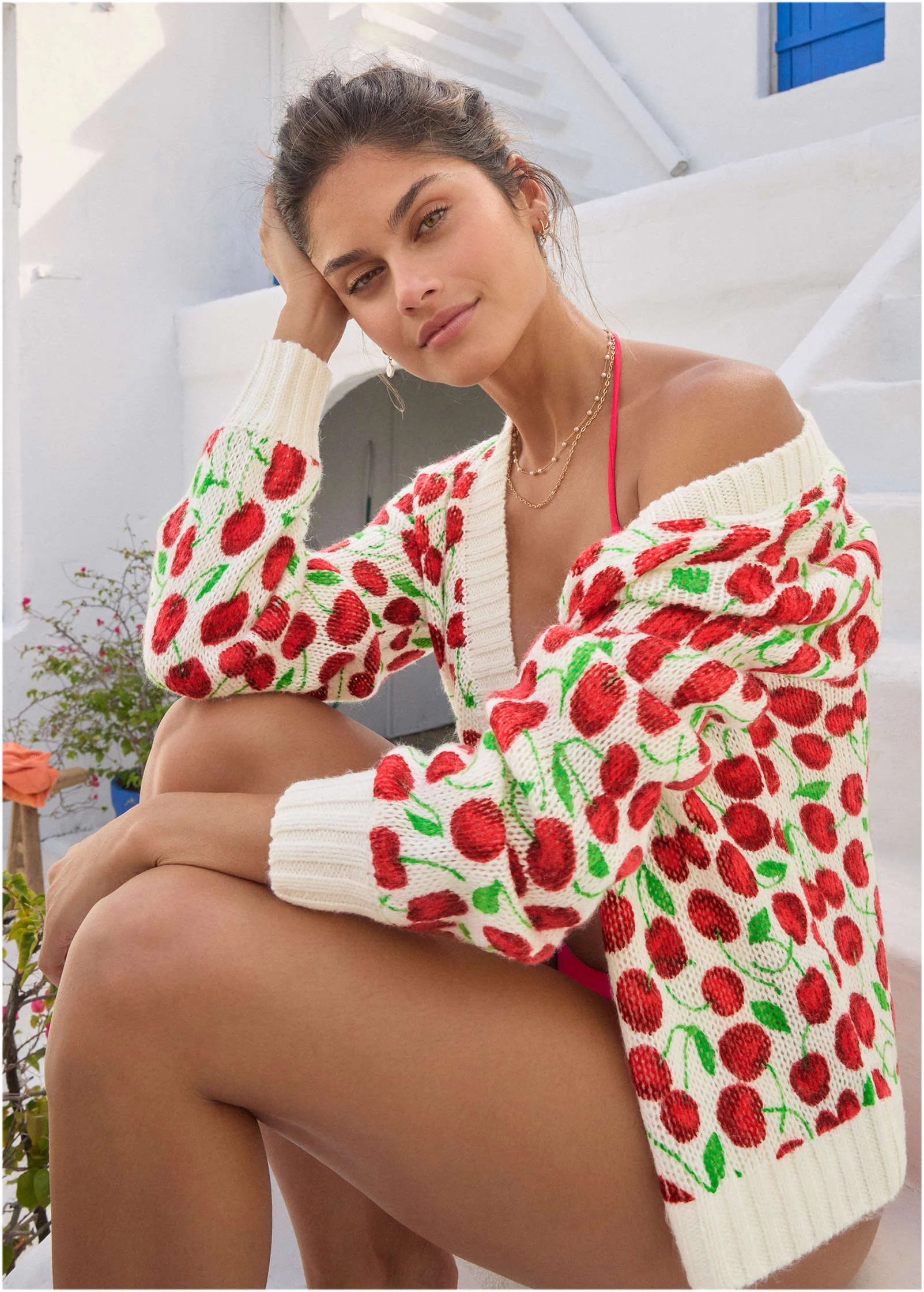 Cherry Print Cardigan - Wild Cherries All Over