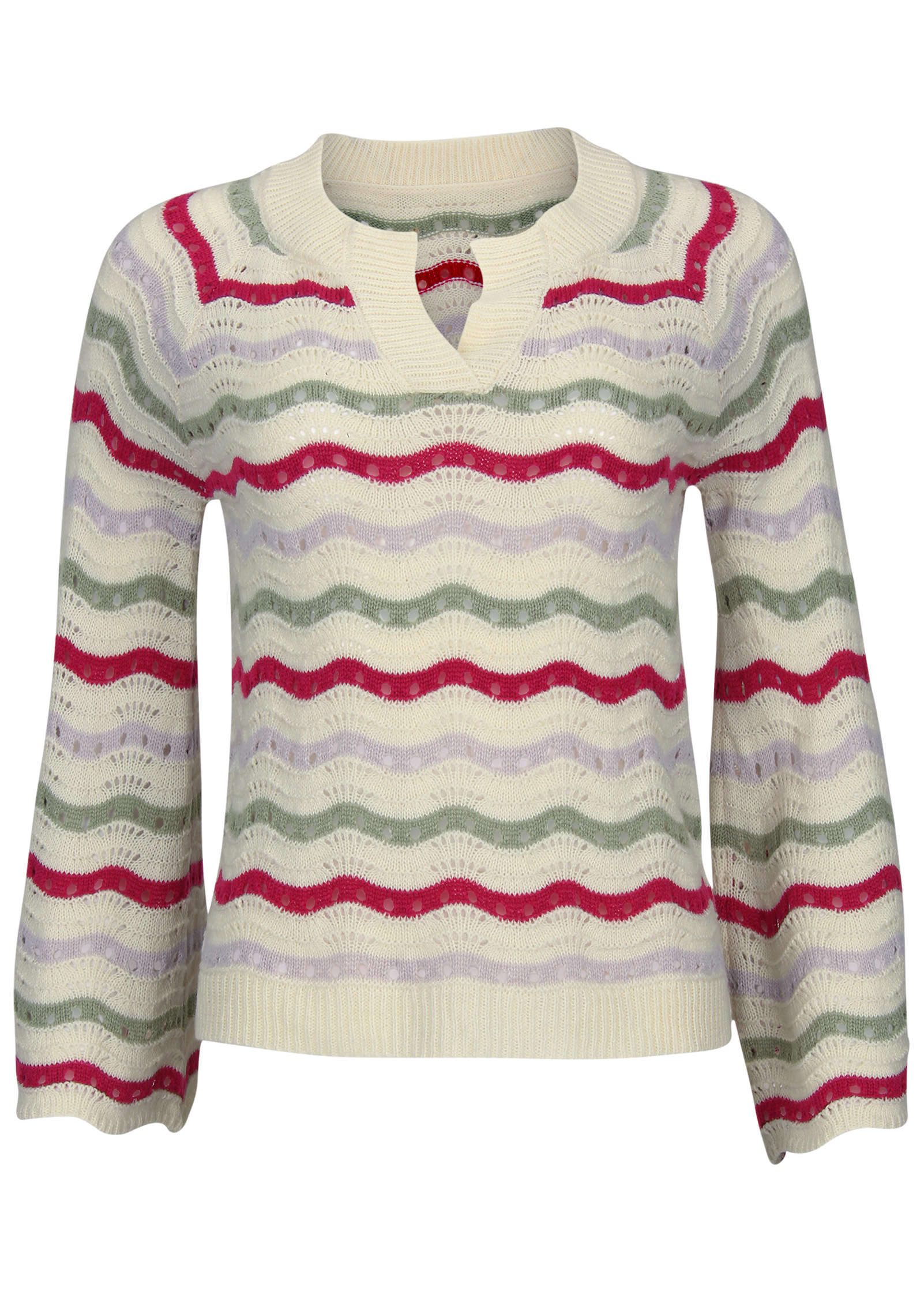 Stripe Pointelle Sweater - Grey Multi - Image 6