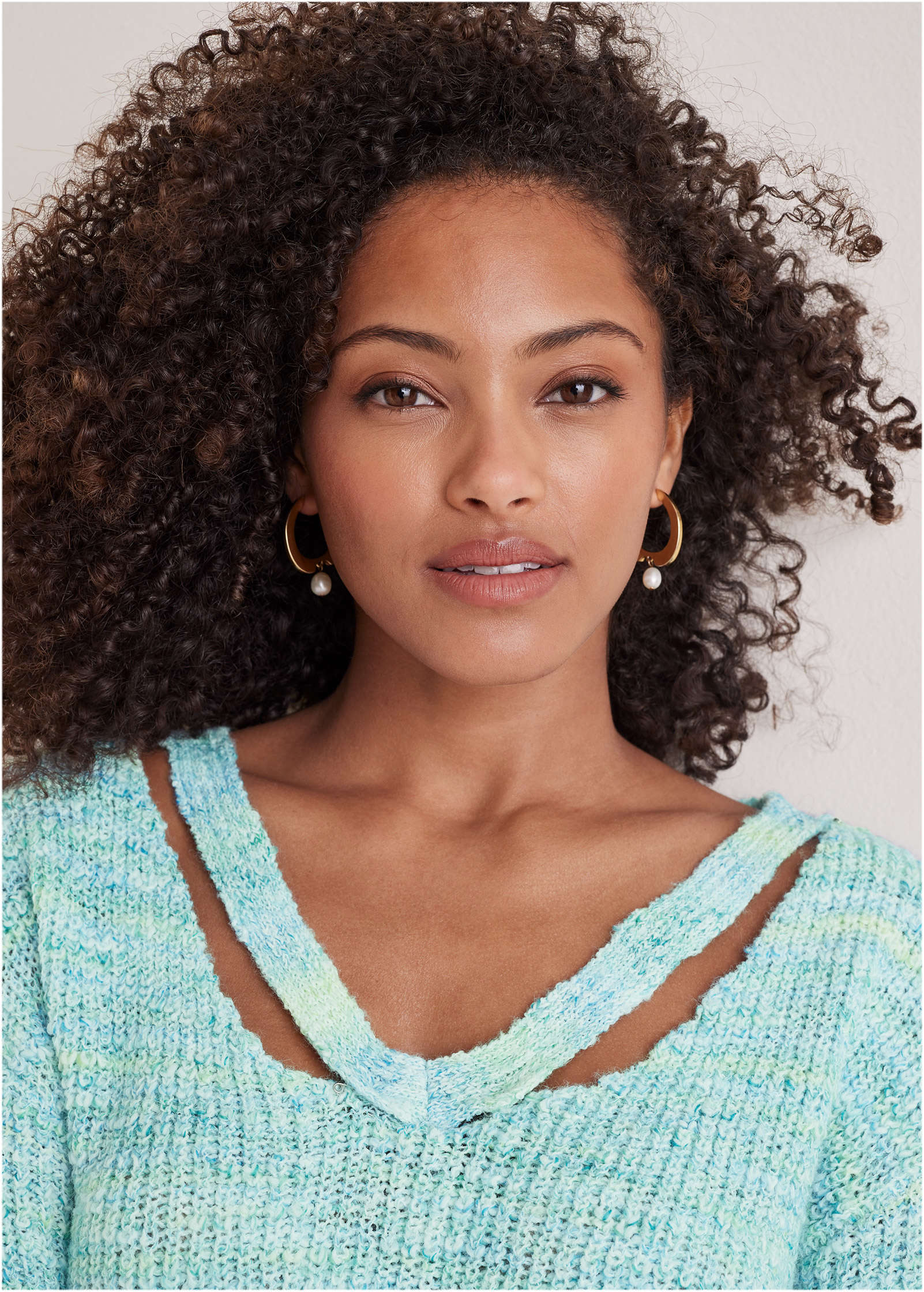 Spacedye V-Neck Sweater - Blue Multi - Image 4