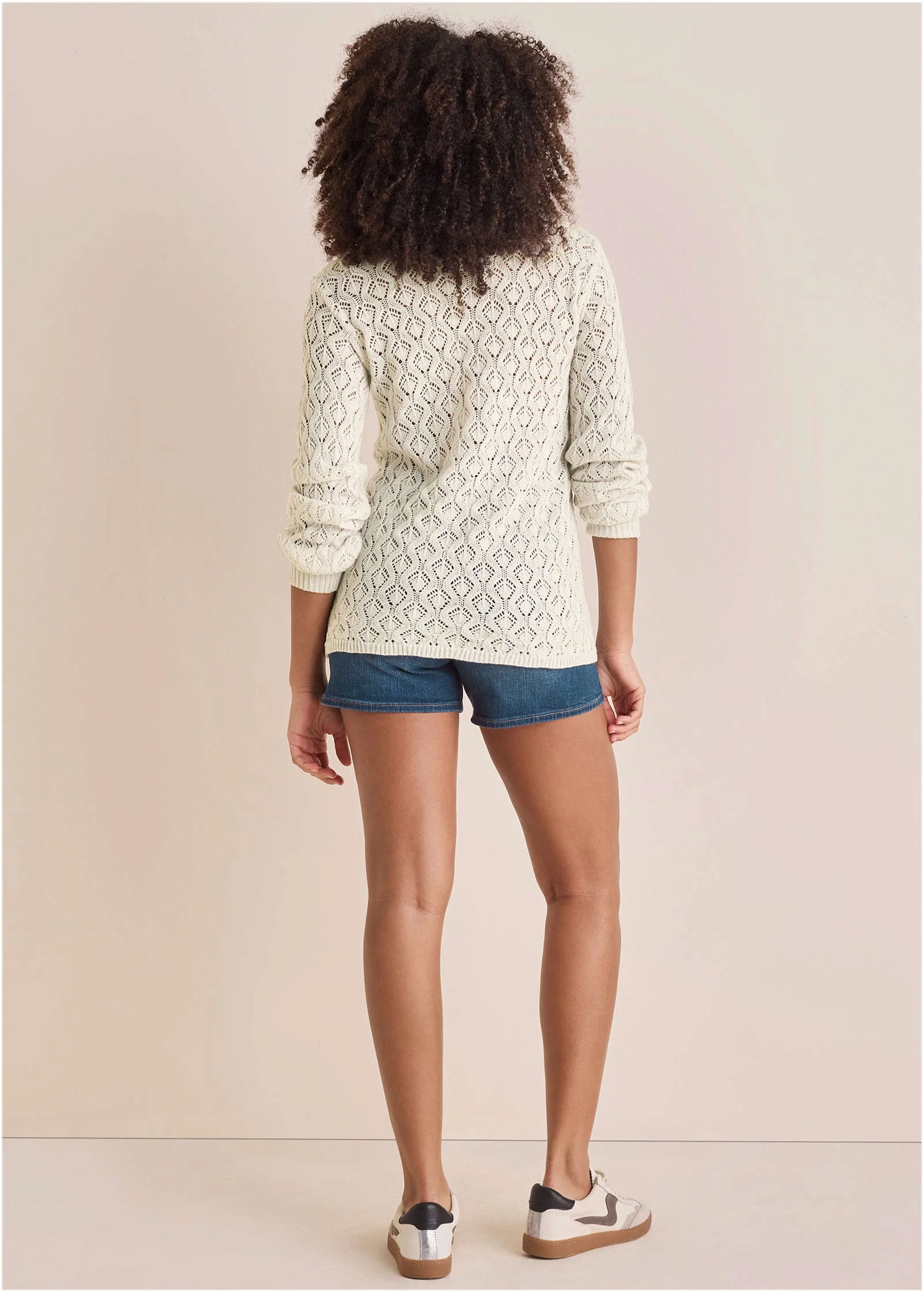 Pointelle Pullover - Beige - Image 3
