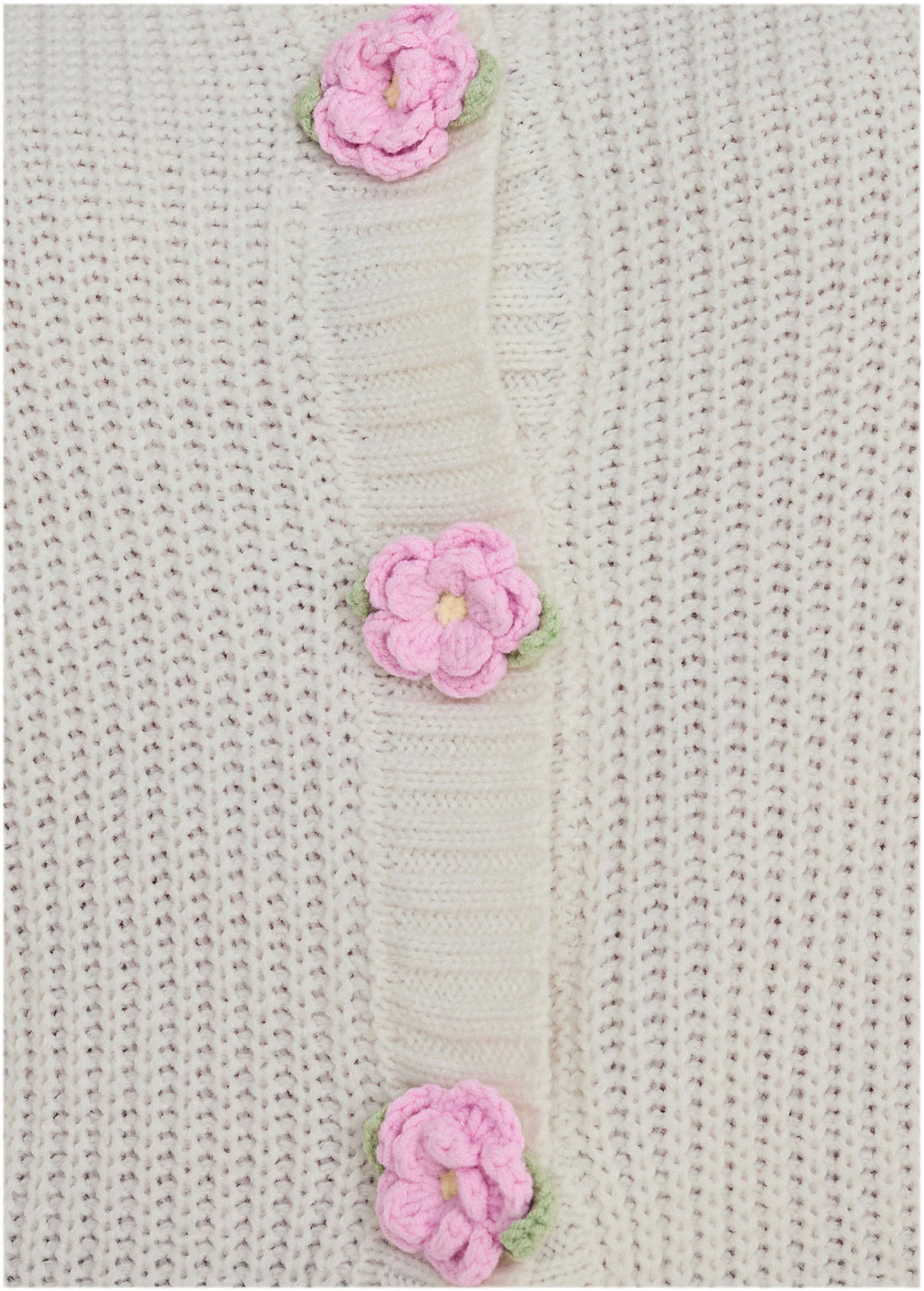 Rose Button Cardigan - Off White - Image 4