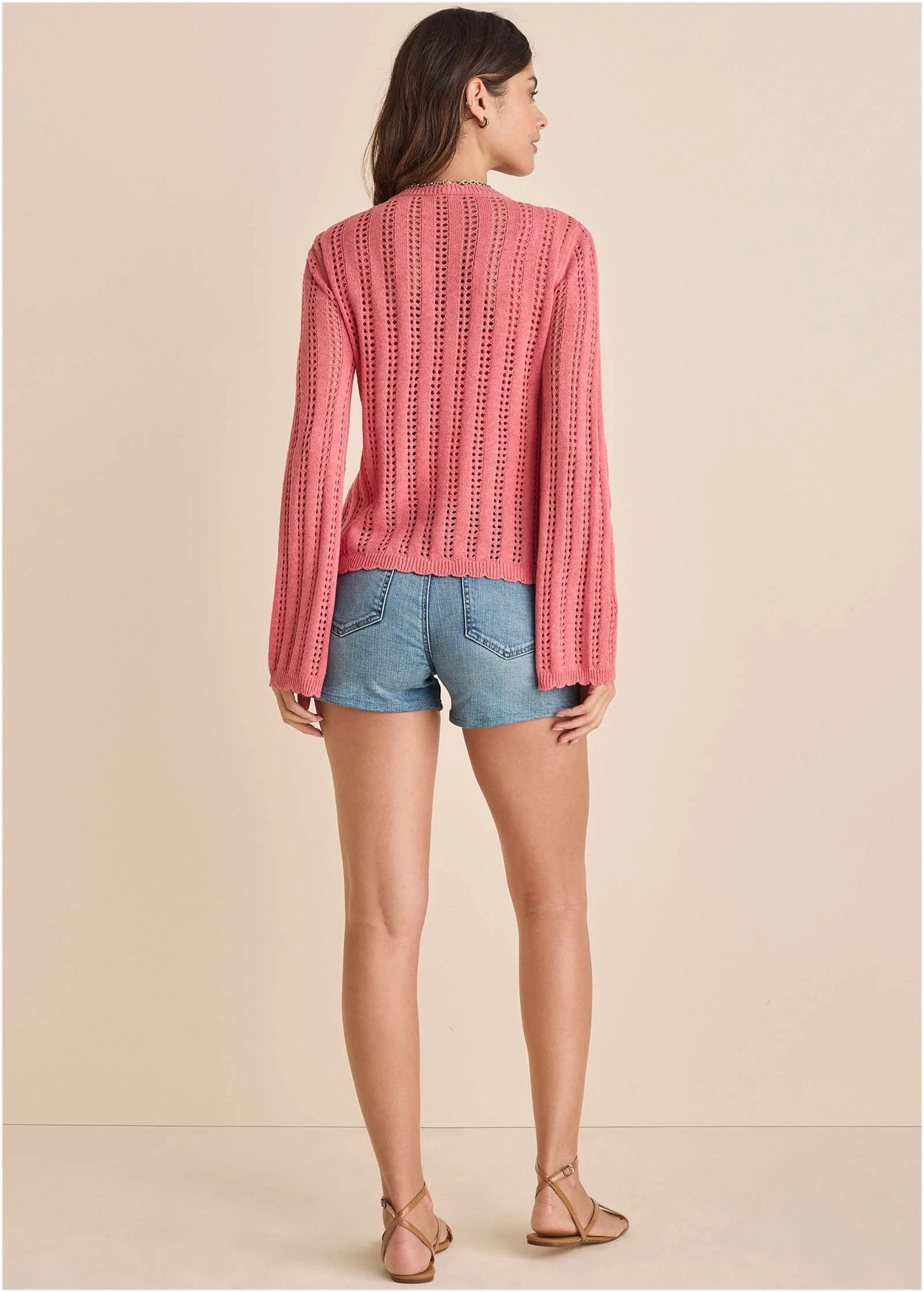 Pointelle Bell Cardigan - Paradise Pink - Image 3