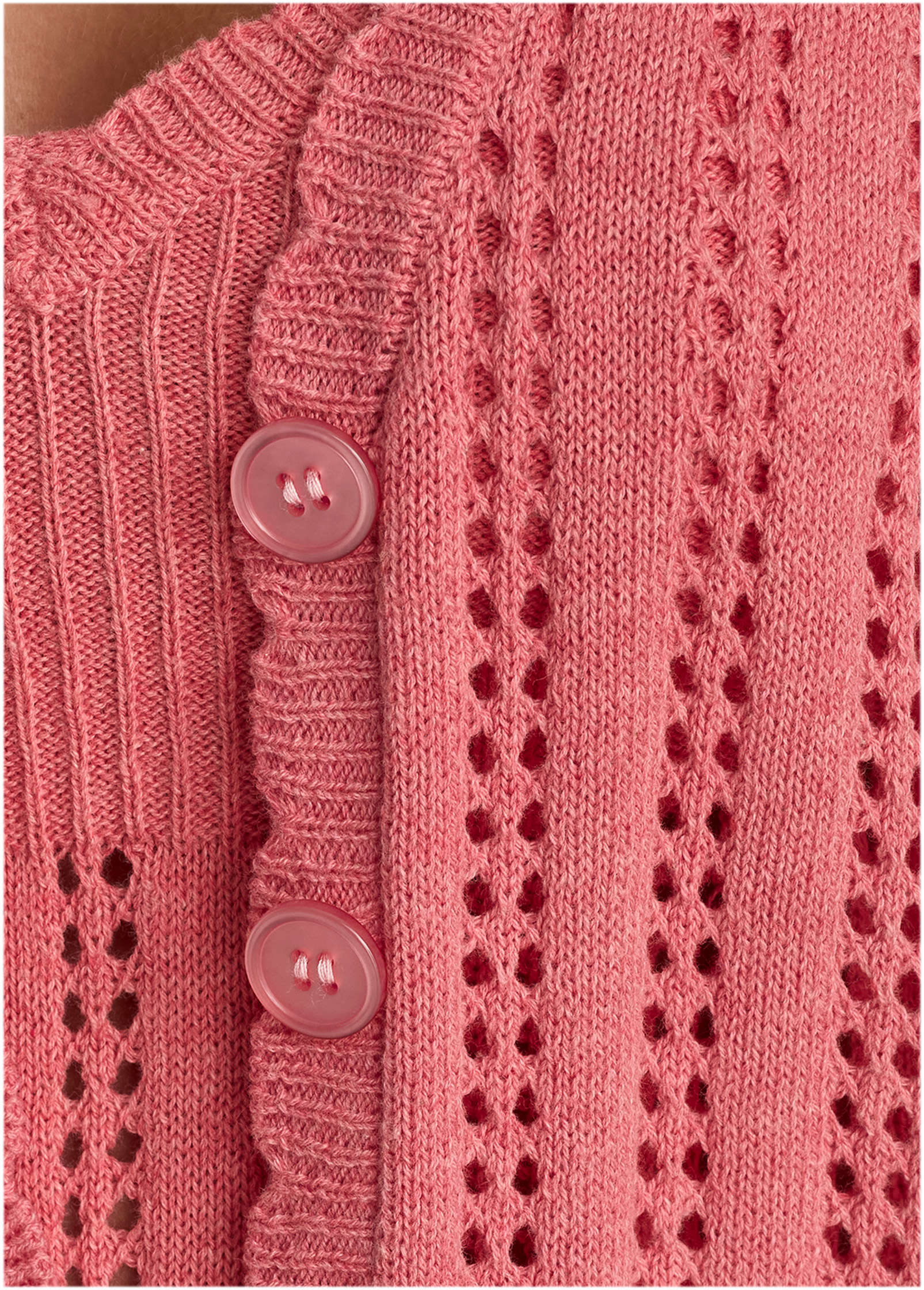 Pointelle Bell Cardigan - Paradise Pink - Image 4