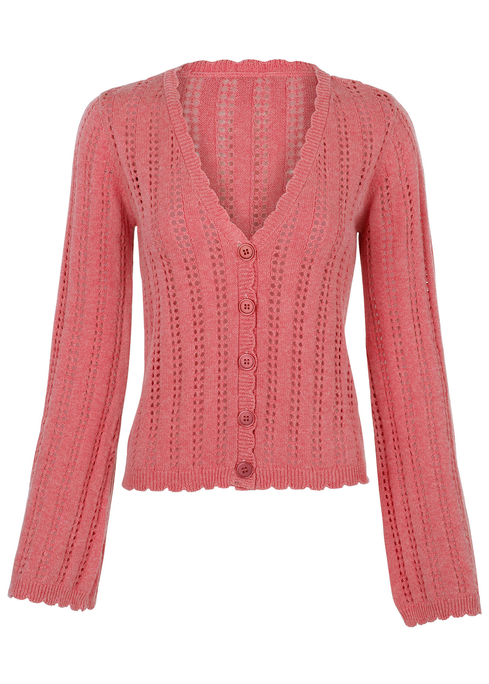 Pointelle Bell Cardigan - Paradise Pink - Image 5