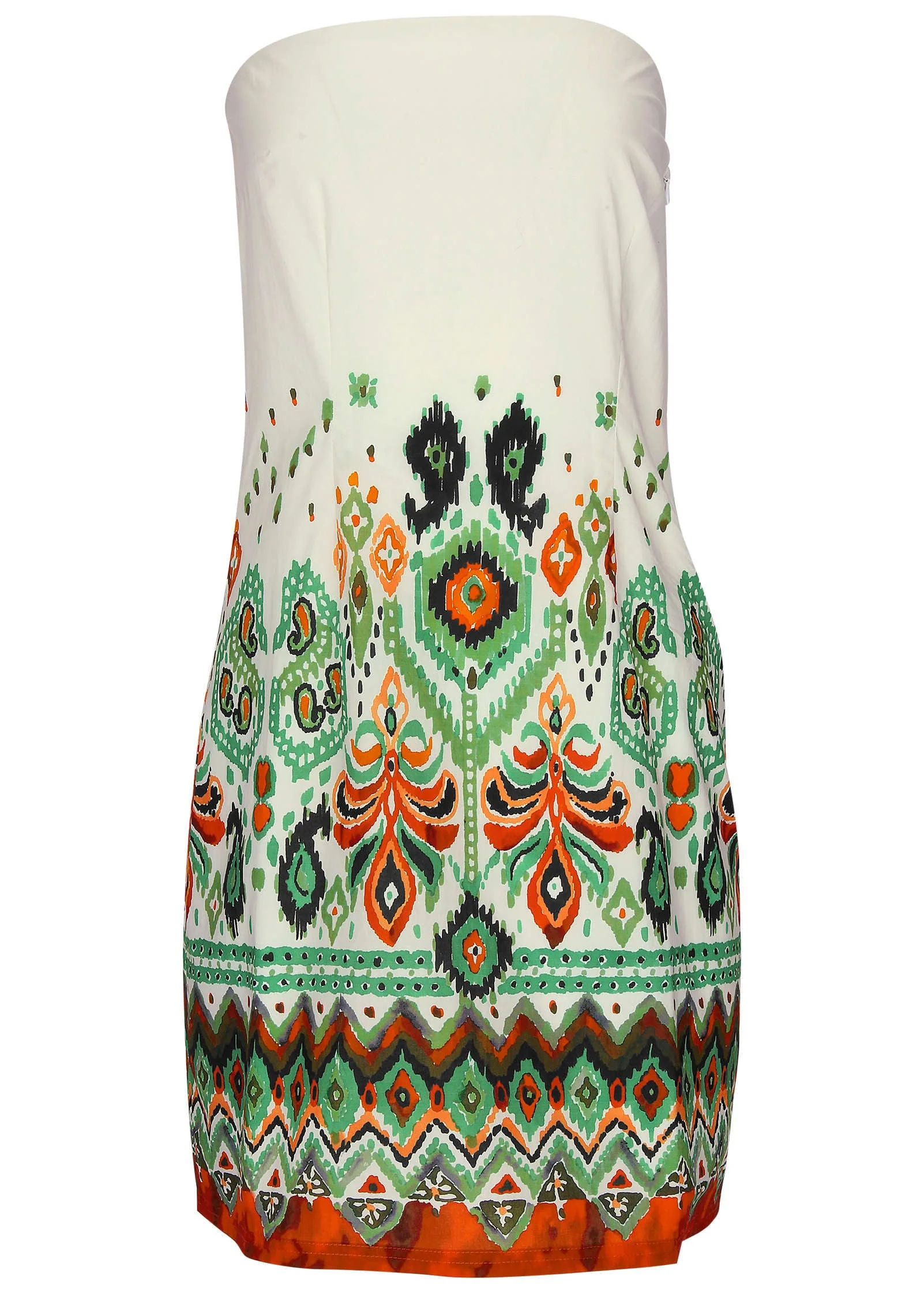 Poplin Strapless Mini Dress - Seti Olive Ikat - Image 4