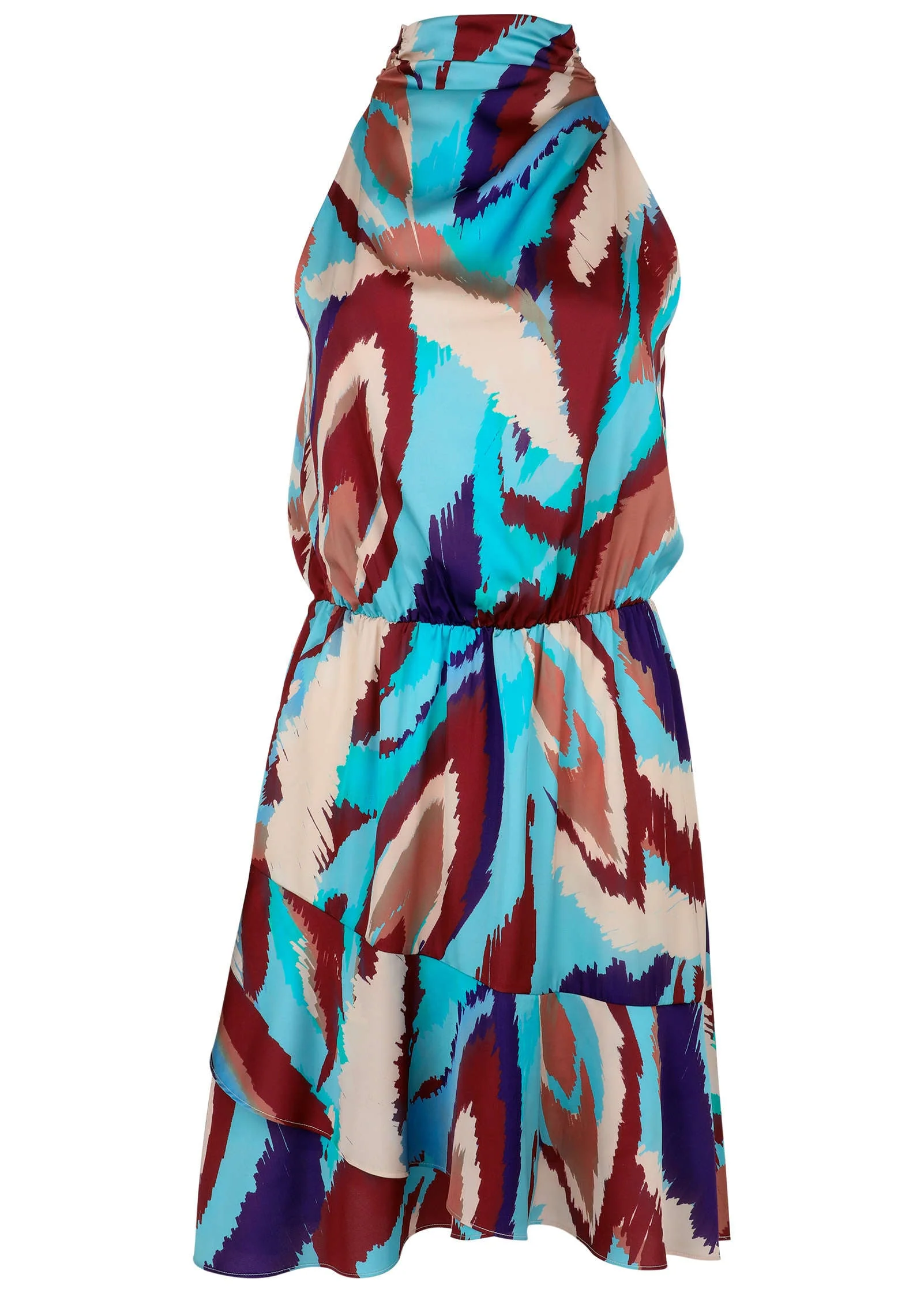 Printed Halter Mini Dress - Ikat Flowers - Image 5