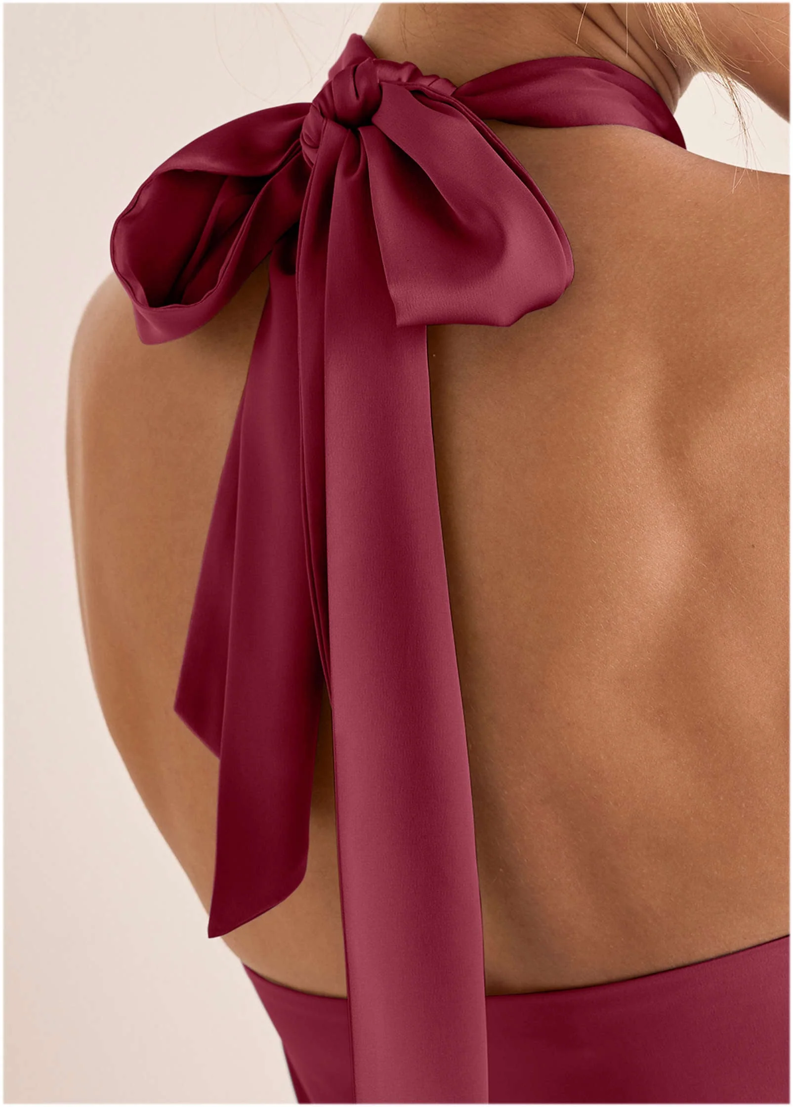 Halter Mini Dress - Dark Red - Image 4