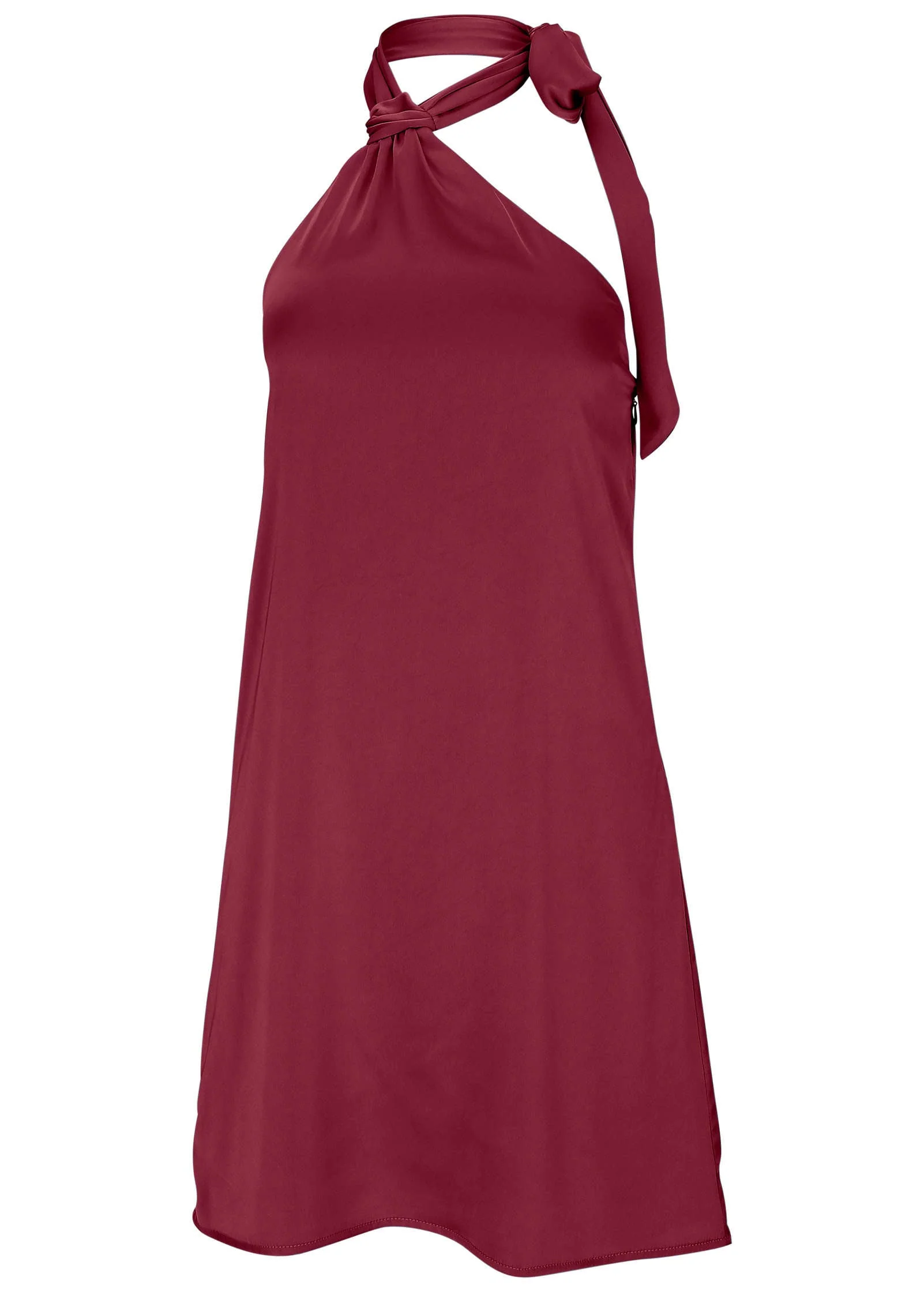 Halter Mini Dress - Dark Red - Image 5