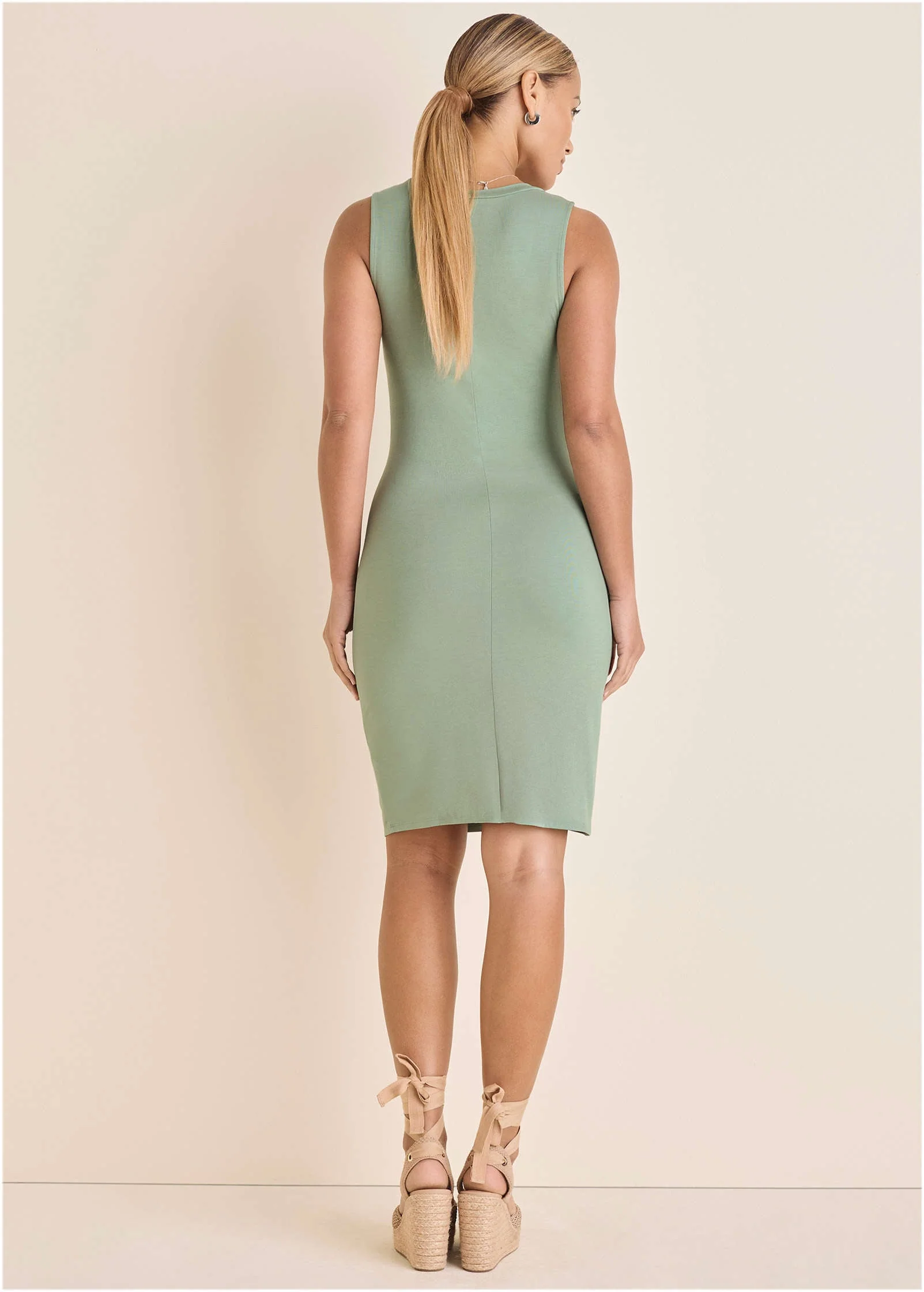 Button Detail Dress - Iceberg Green - Image 3