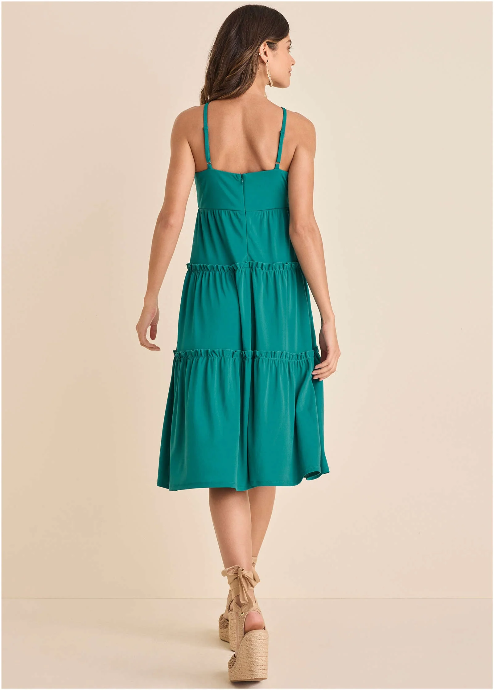 Key Hole Midi Dress - Tropical Green - Image 3