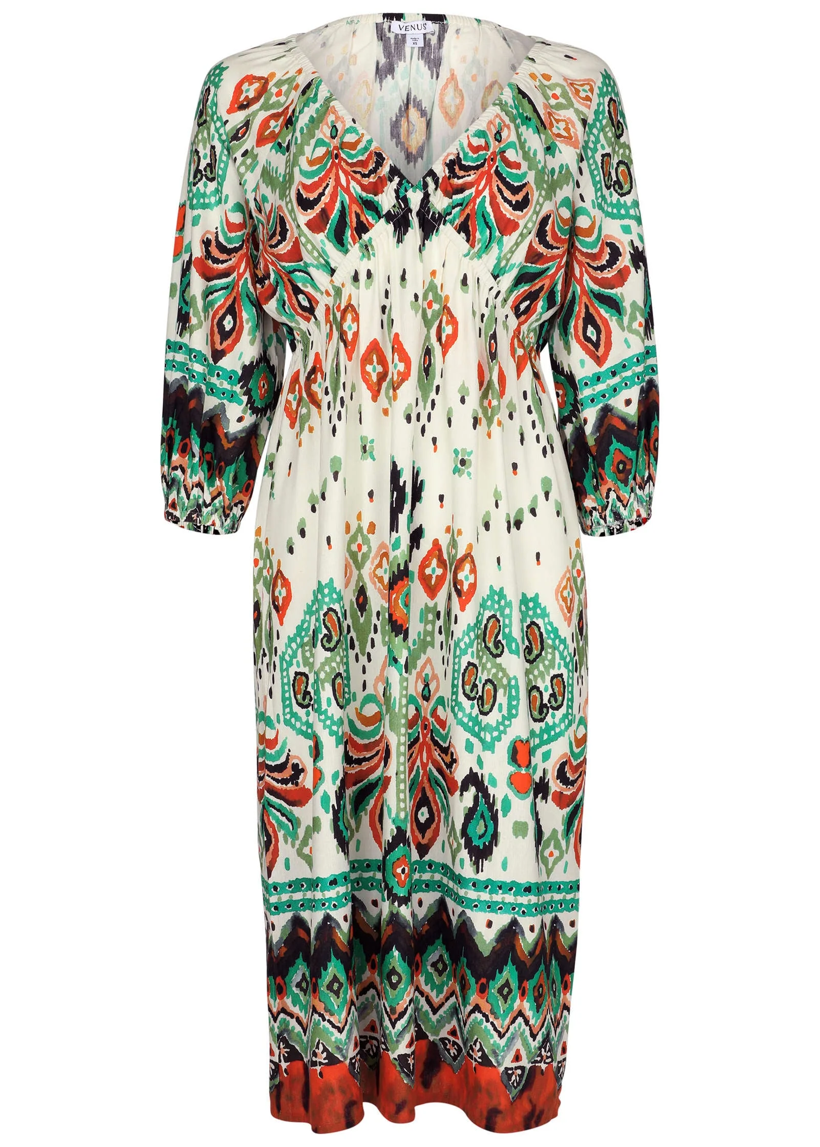 V-Neck Midi Dress - Seti Olive Ikat - Image 3