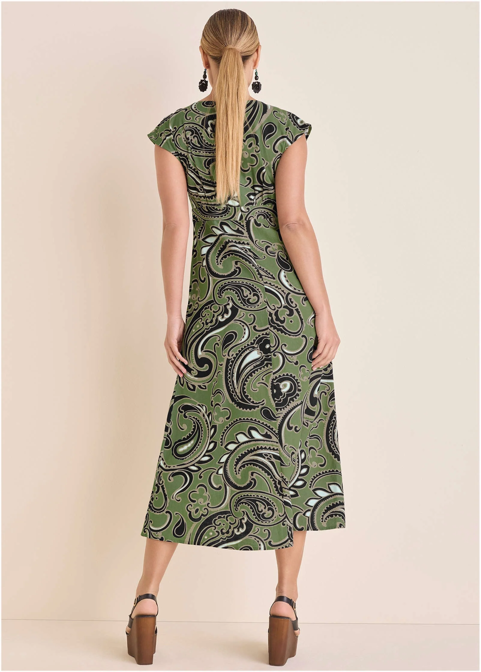 Linen V-Neck Maxi Dress - Large Splendid Paisley - Image 3