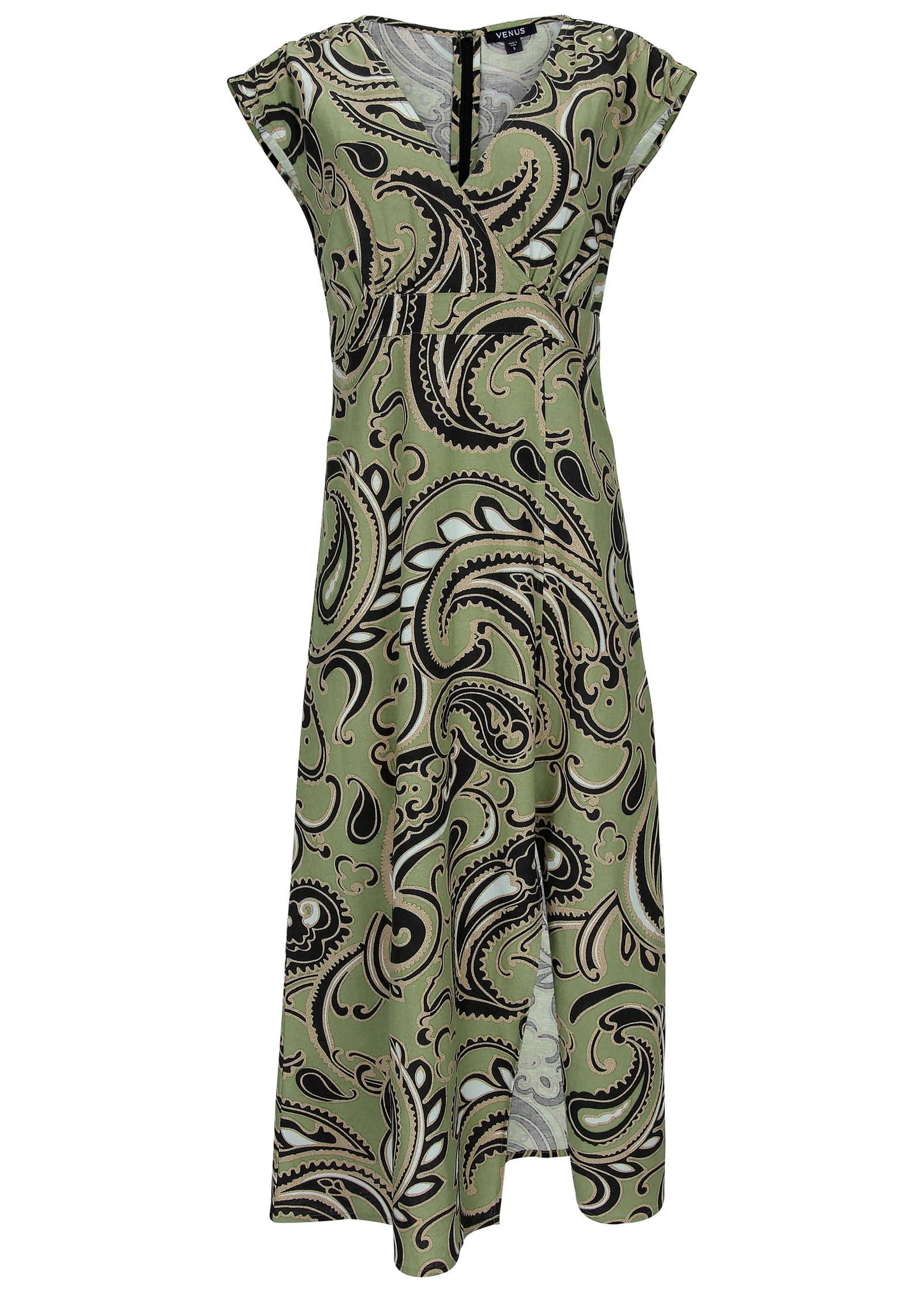 Linen V-Neck Maxi Dress - Large Splendid Paisley - Image 4