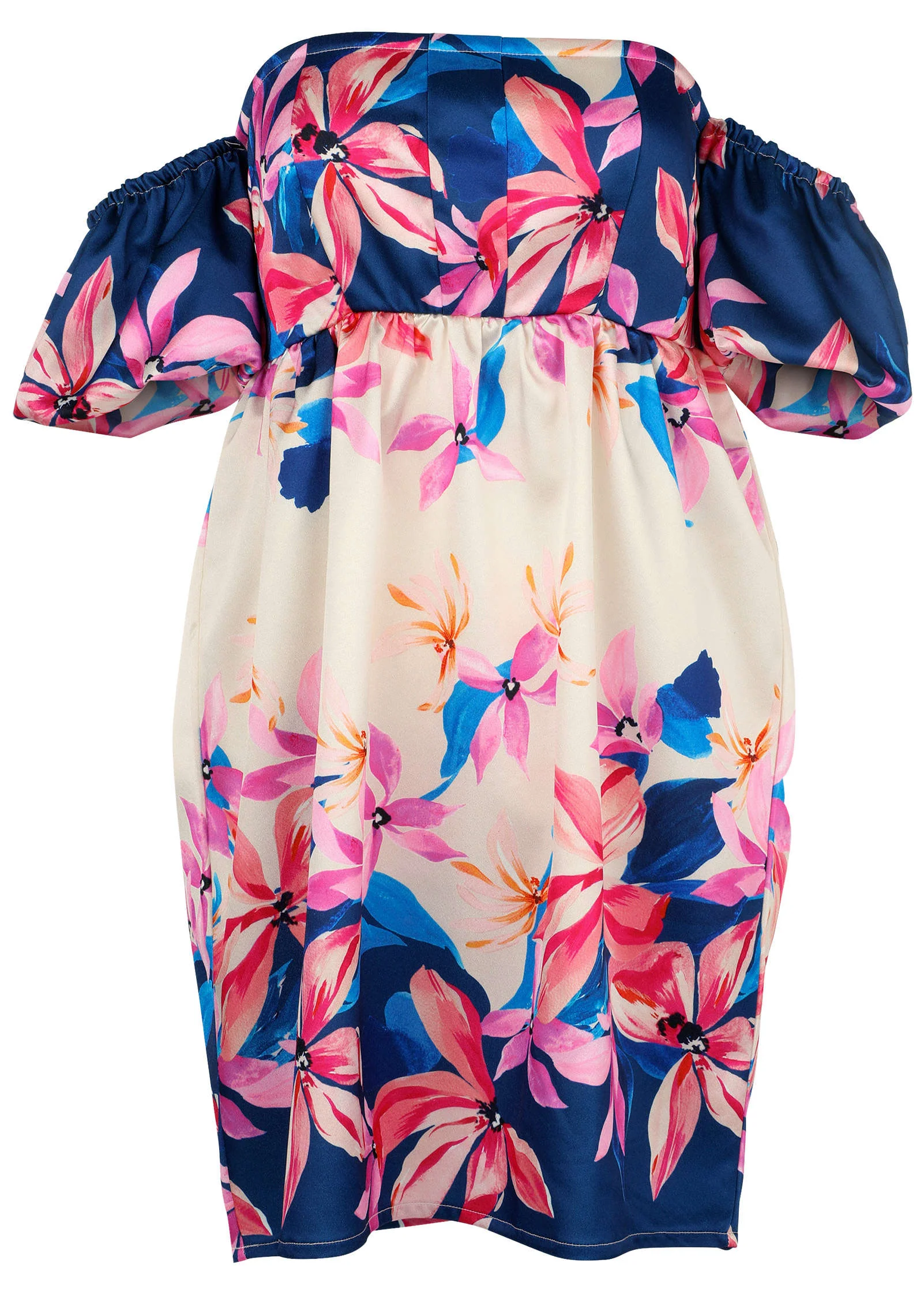Off-The-Shoulder Satin Mini - Flower Wave - Image 4
