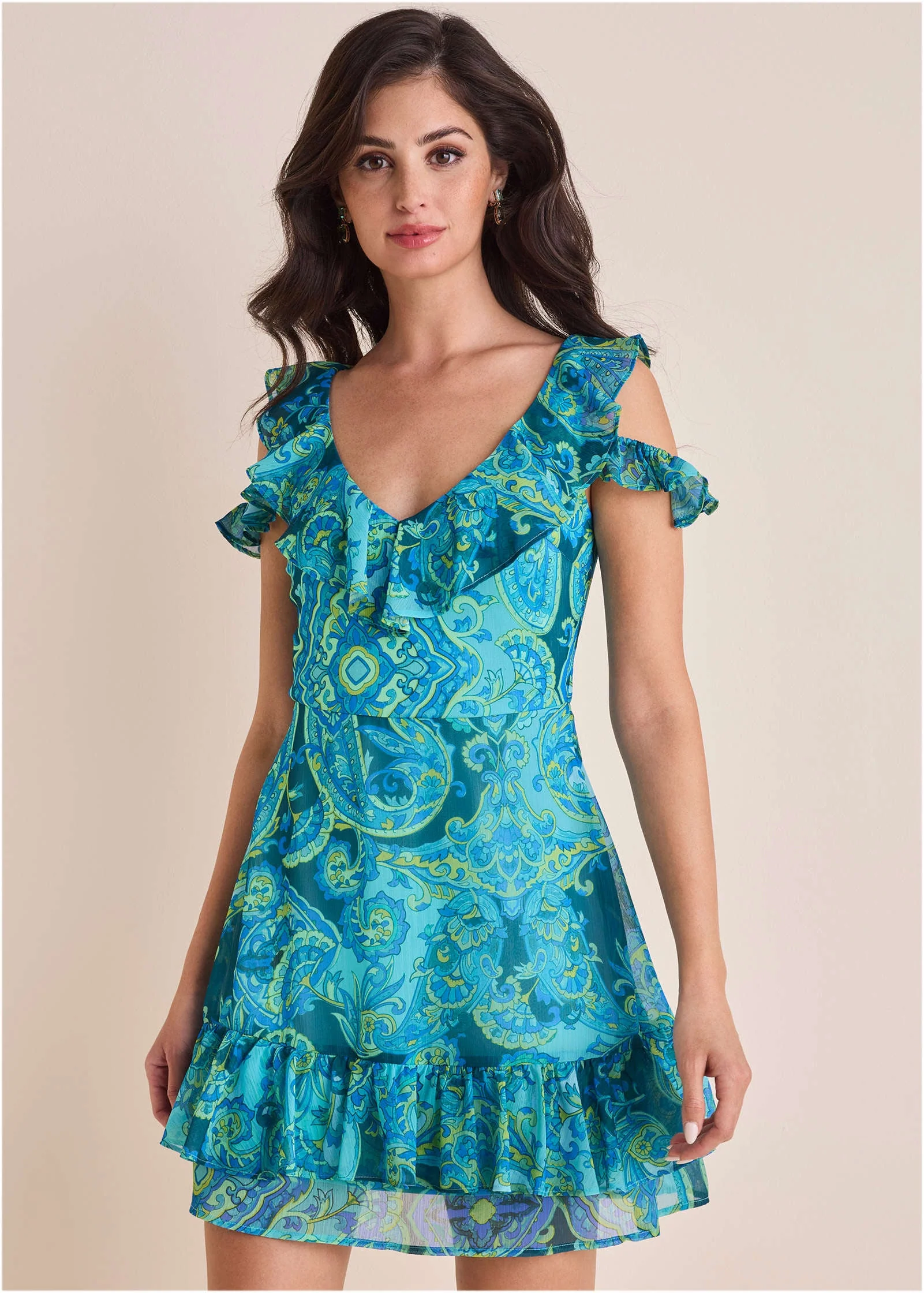 Paisley Ruffle Mini Dress - Garden Paisley - Image 2