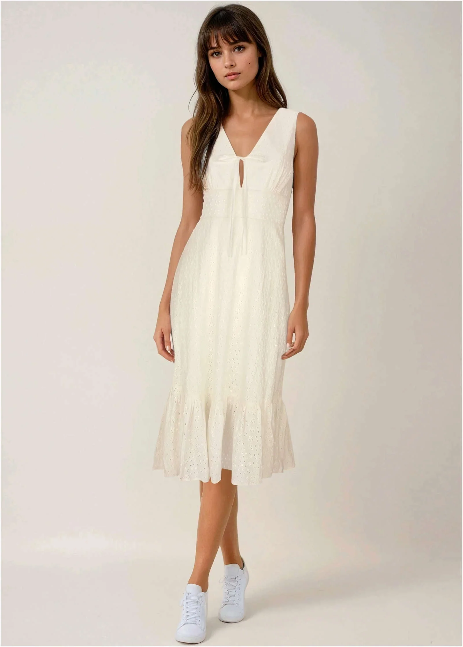 Sleeveless Eyelet Midi - Off White