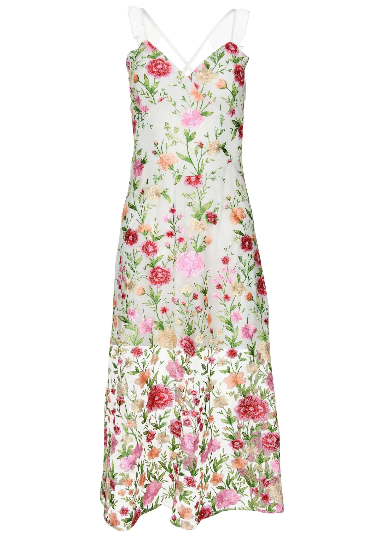 Sheer Embroidered Maxi  - White Multi - Image 4